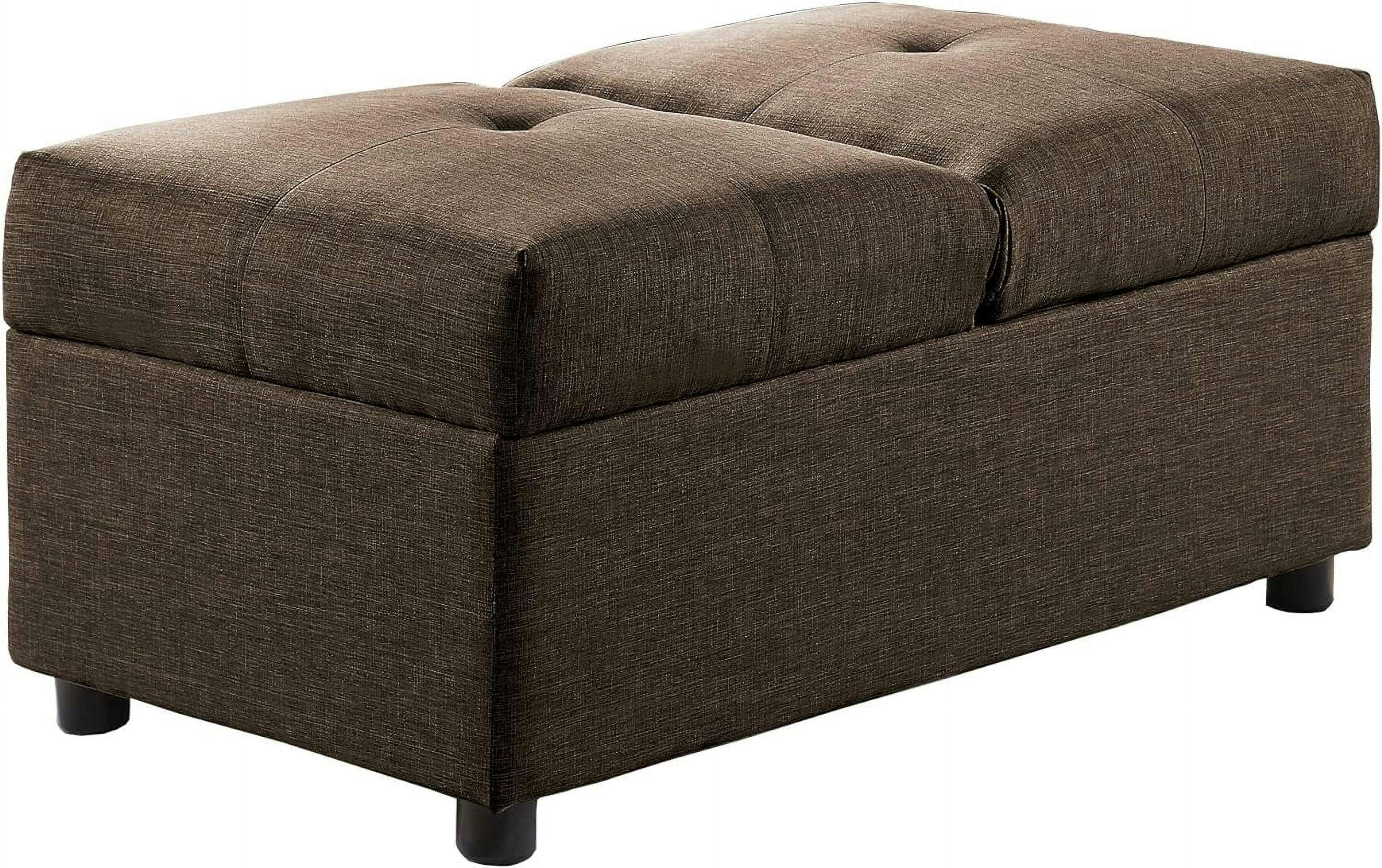 Destry Modern Brown Tufted Convertible Storage Ottoman Chair