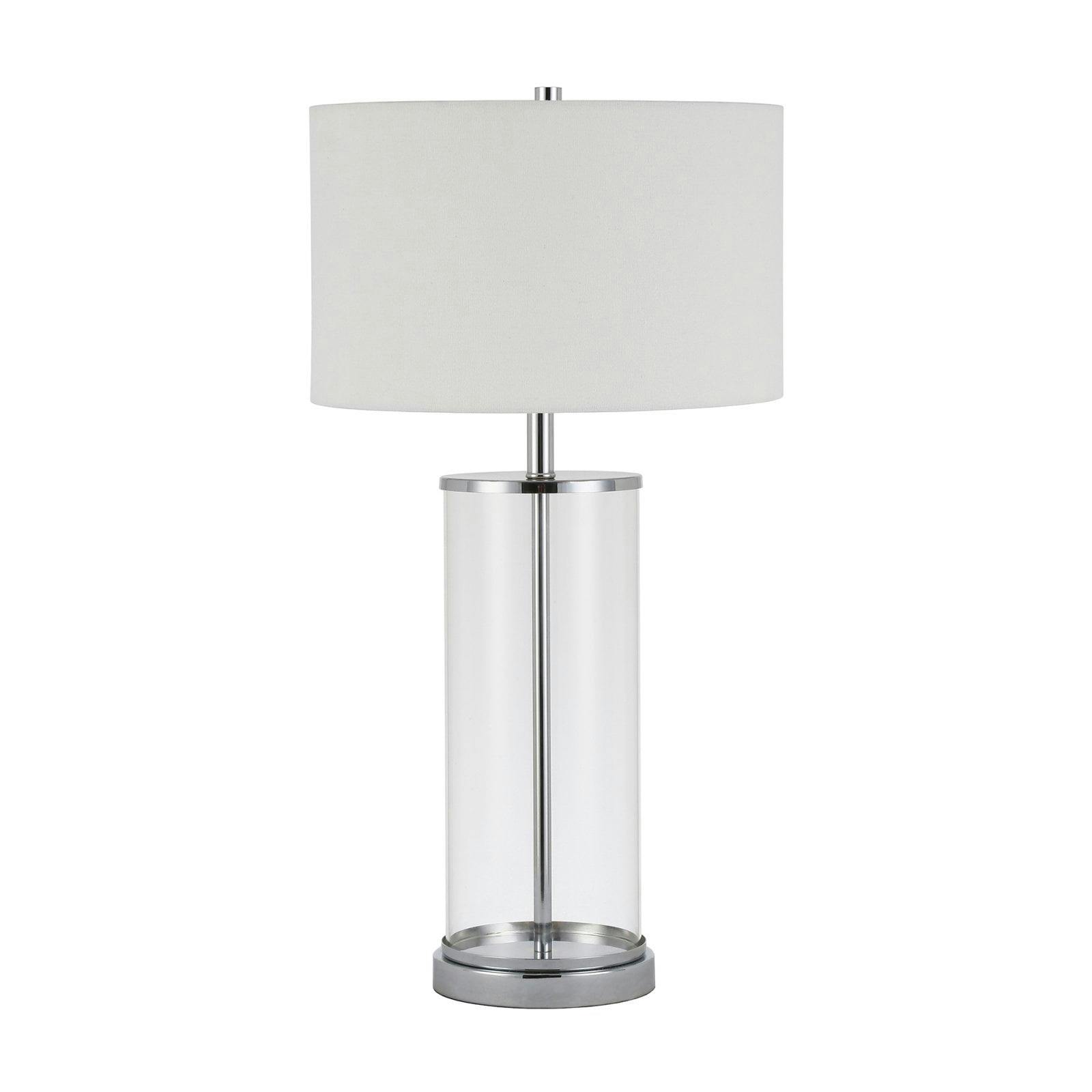 Rowan Elegance 28" Glass & Nickel Table Lamp with White Linen Shade