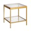 Sleek 20" Brass Square Side Table with Glass Shelves