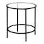 Modern Round Black Metal Side Table with Tempered Glass Top
