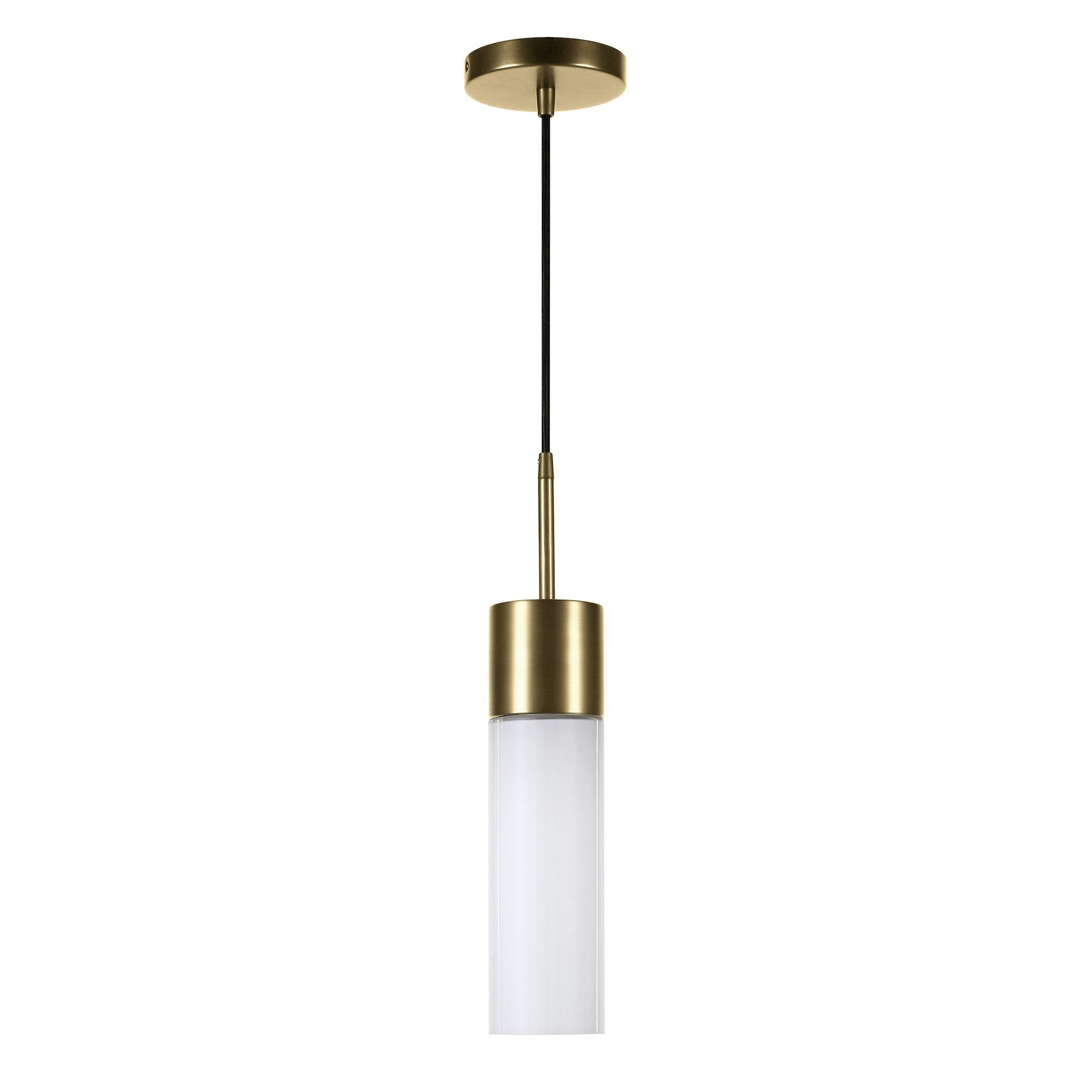 Contemporary Brass and Milk White Glass 18" Pendant Light
