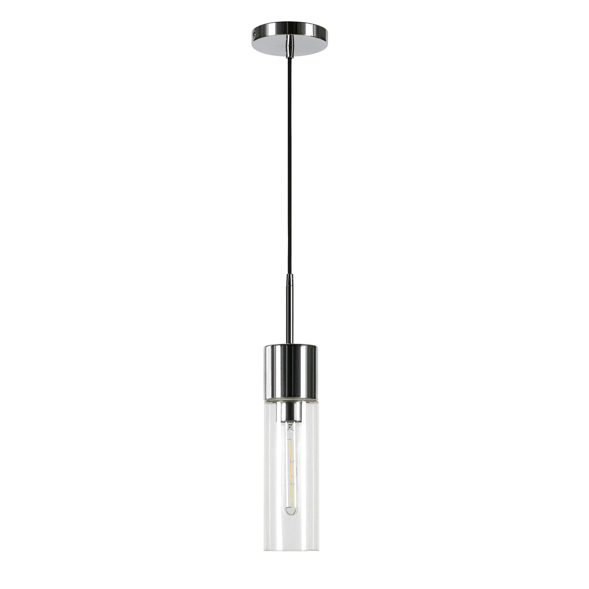 Lance 18'' Polished Nickel and Clear Glass Modern Pendant Light