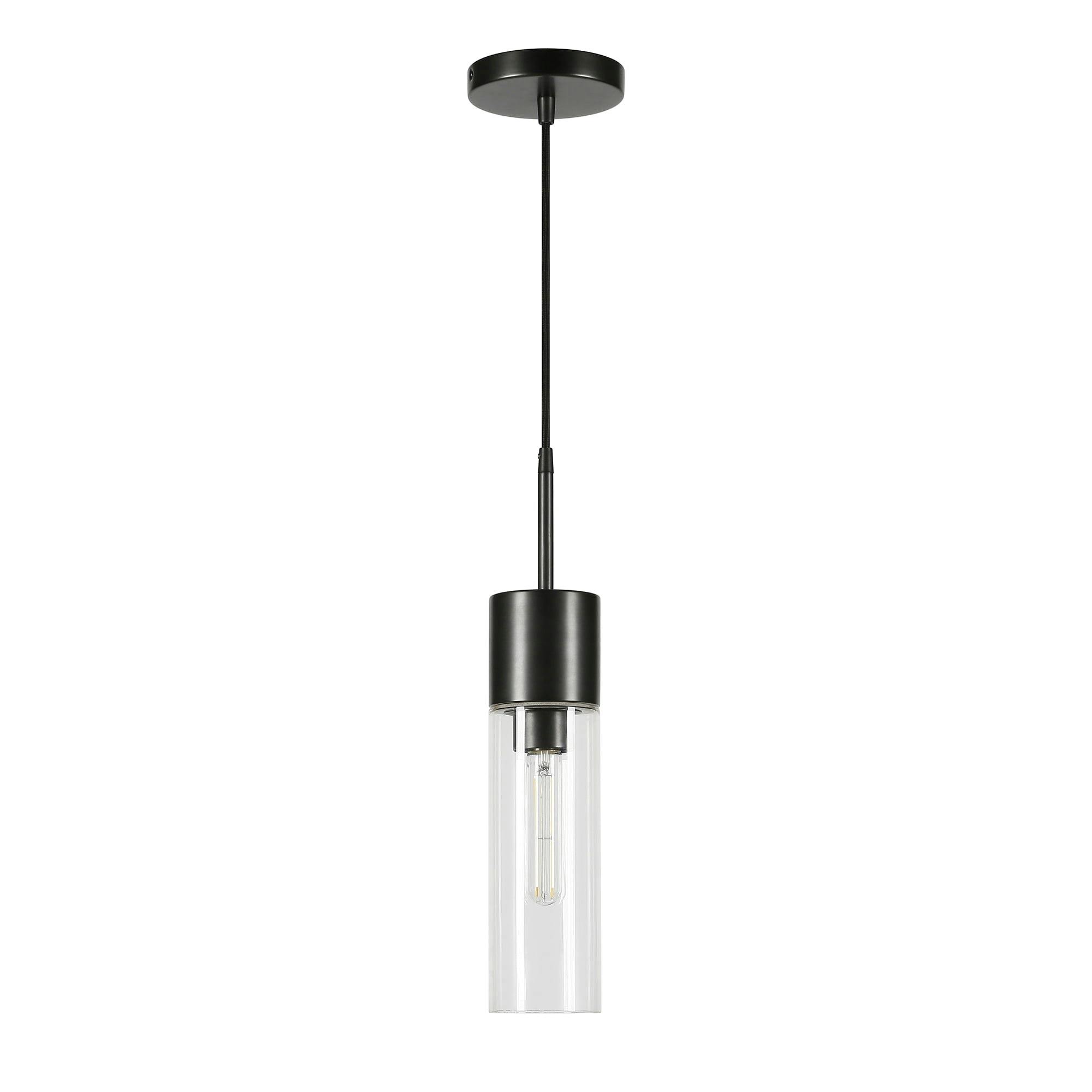Contemporary Clear Glass 18" Pendant with Polished Nickel Finish
