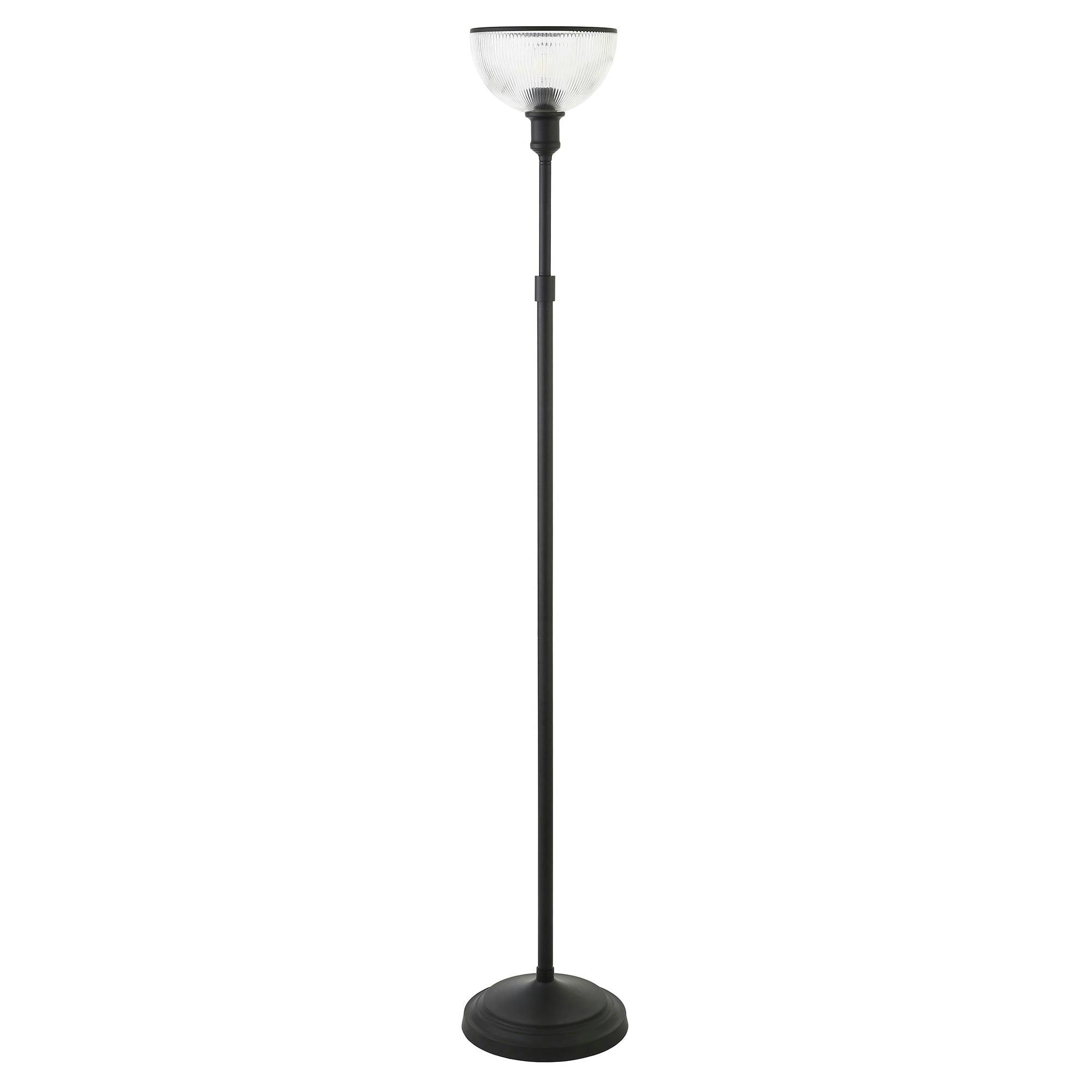 Francis 65" Bronze Torchiere Floor Lamp with Clear Glass Shade