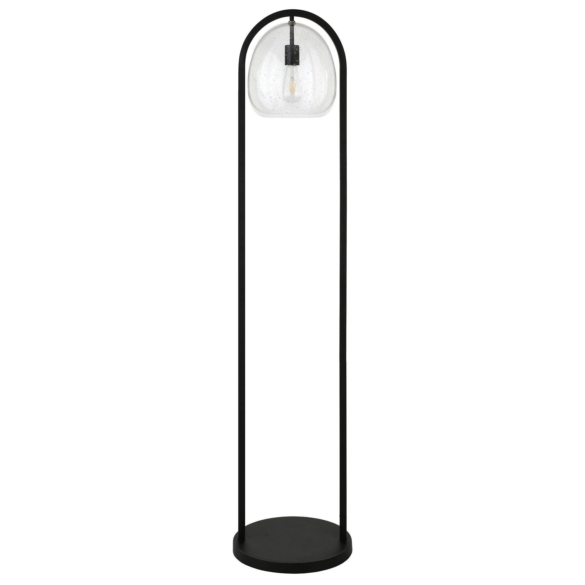 Adjustable Blackened Bronze Seeded Glass Floor Lamp 64.5"