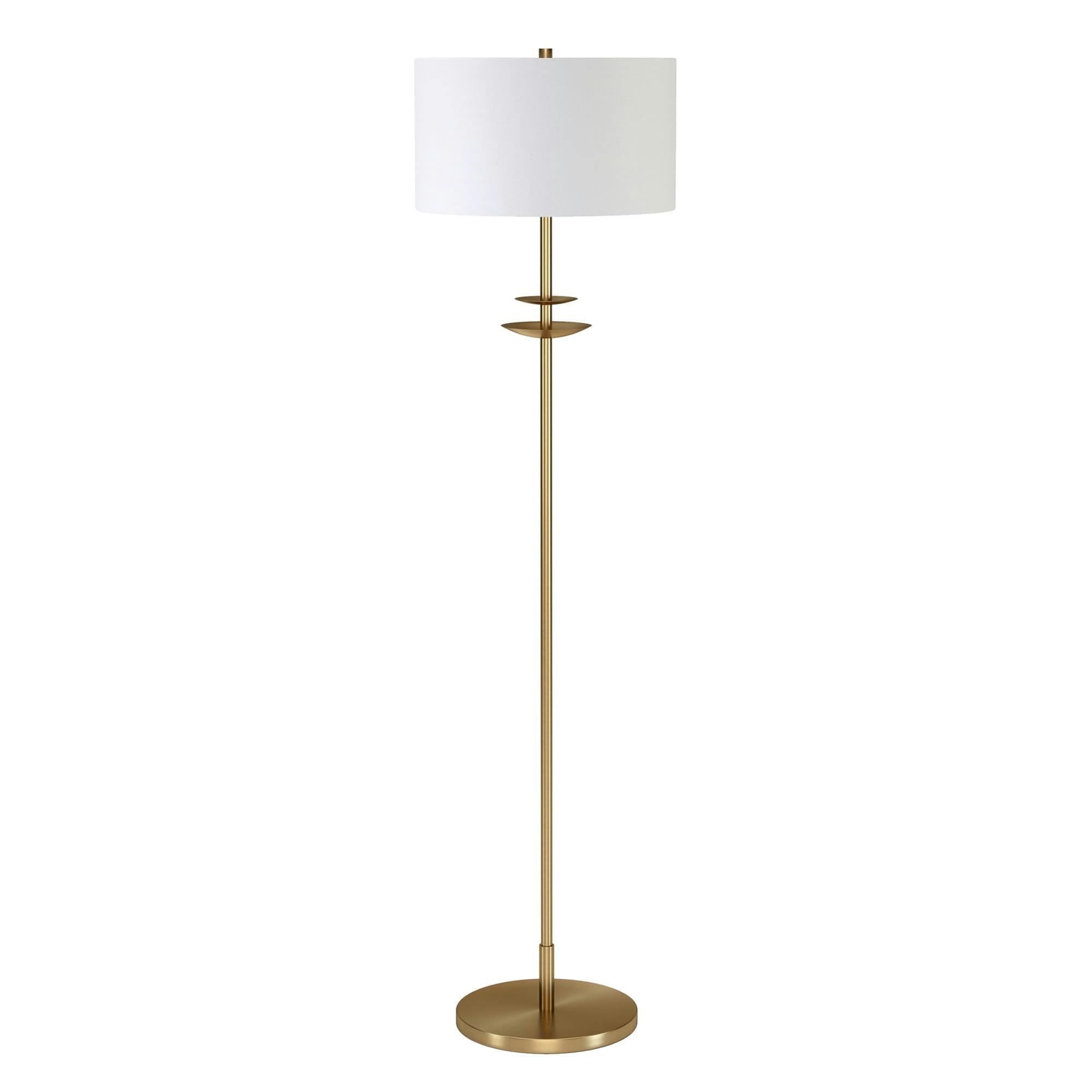 Elegant Minimalist 63" Brass Floor Lamp with Linen Shade