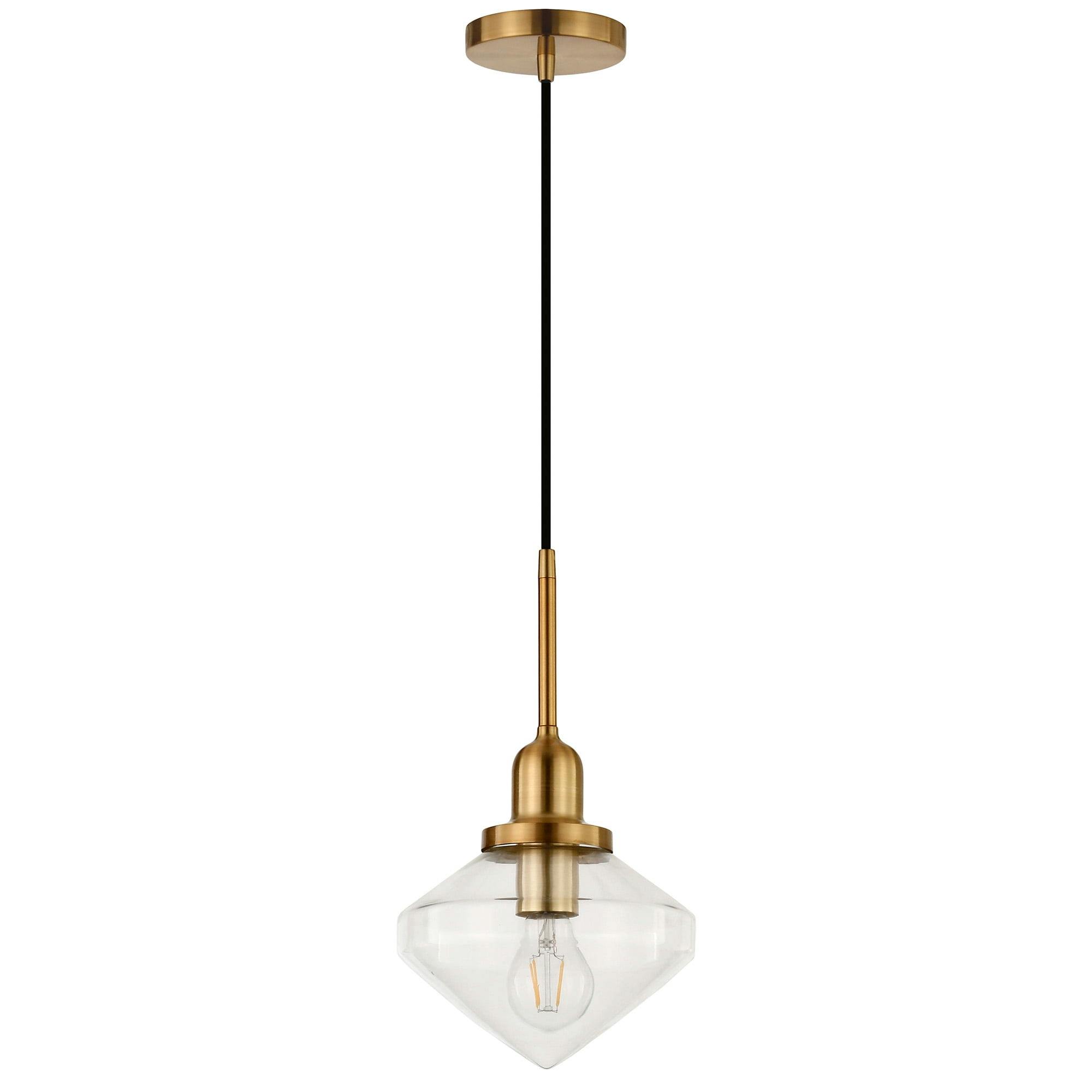 Zaria Brushed Gold Clear Glass Globe Pendant with Adjustable Cord