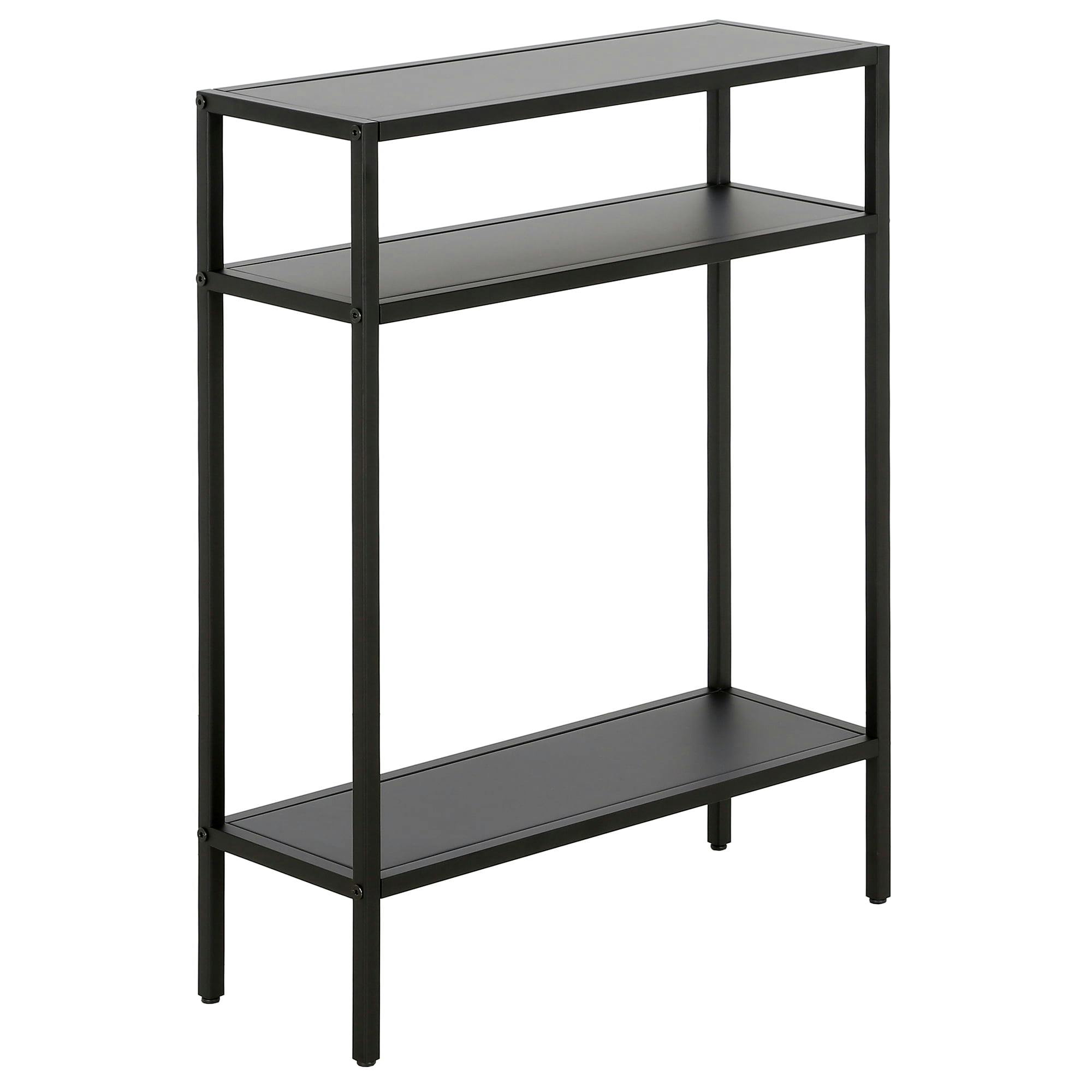 Ricardo Compact Blackened Bronze Console Table with Metal Shelves