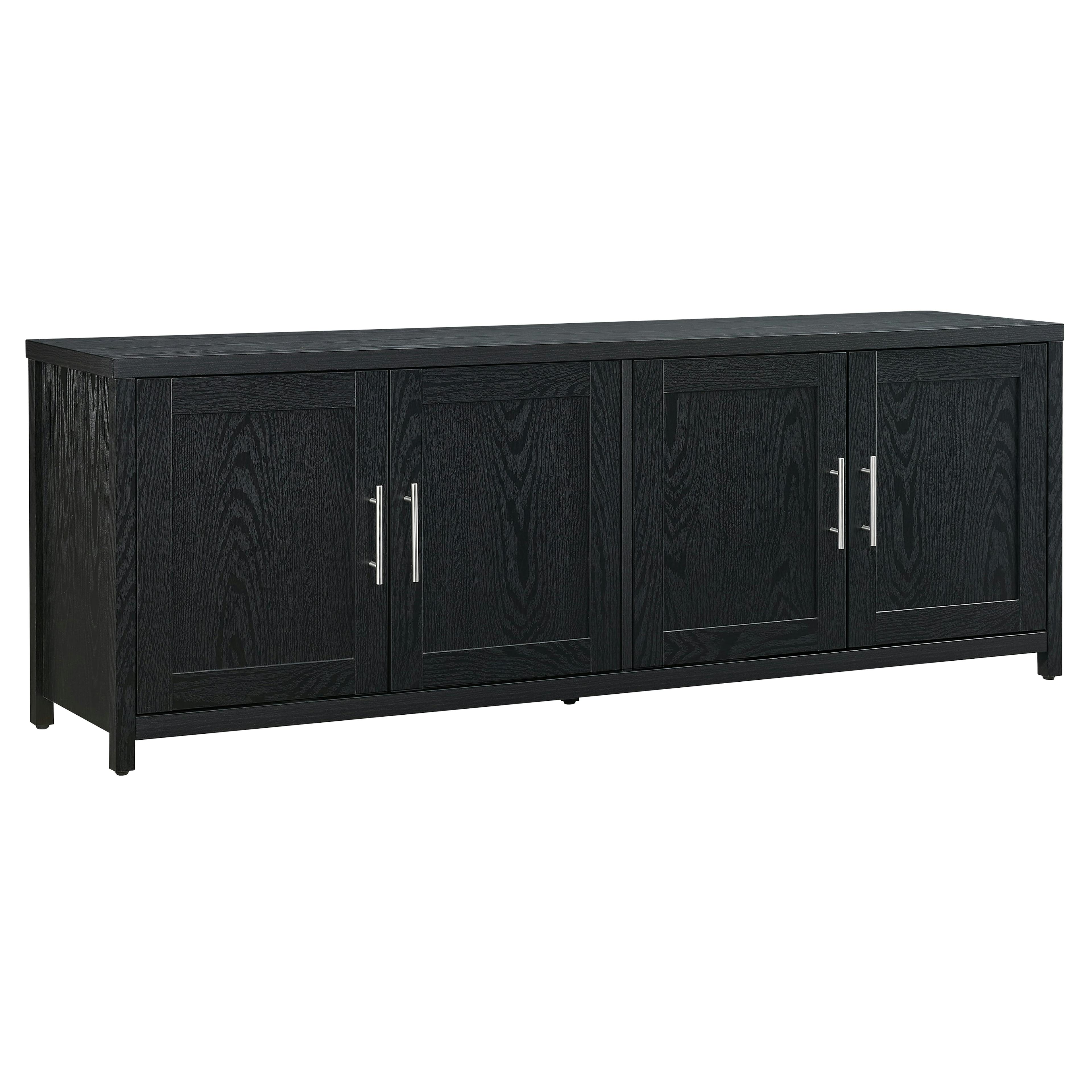 Transitional Black Grain MDF TV Stand with Enclosed Cabinets