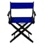 Luxurious 18" Black and Royal Blue Wood Director's Chair
