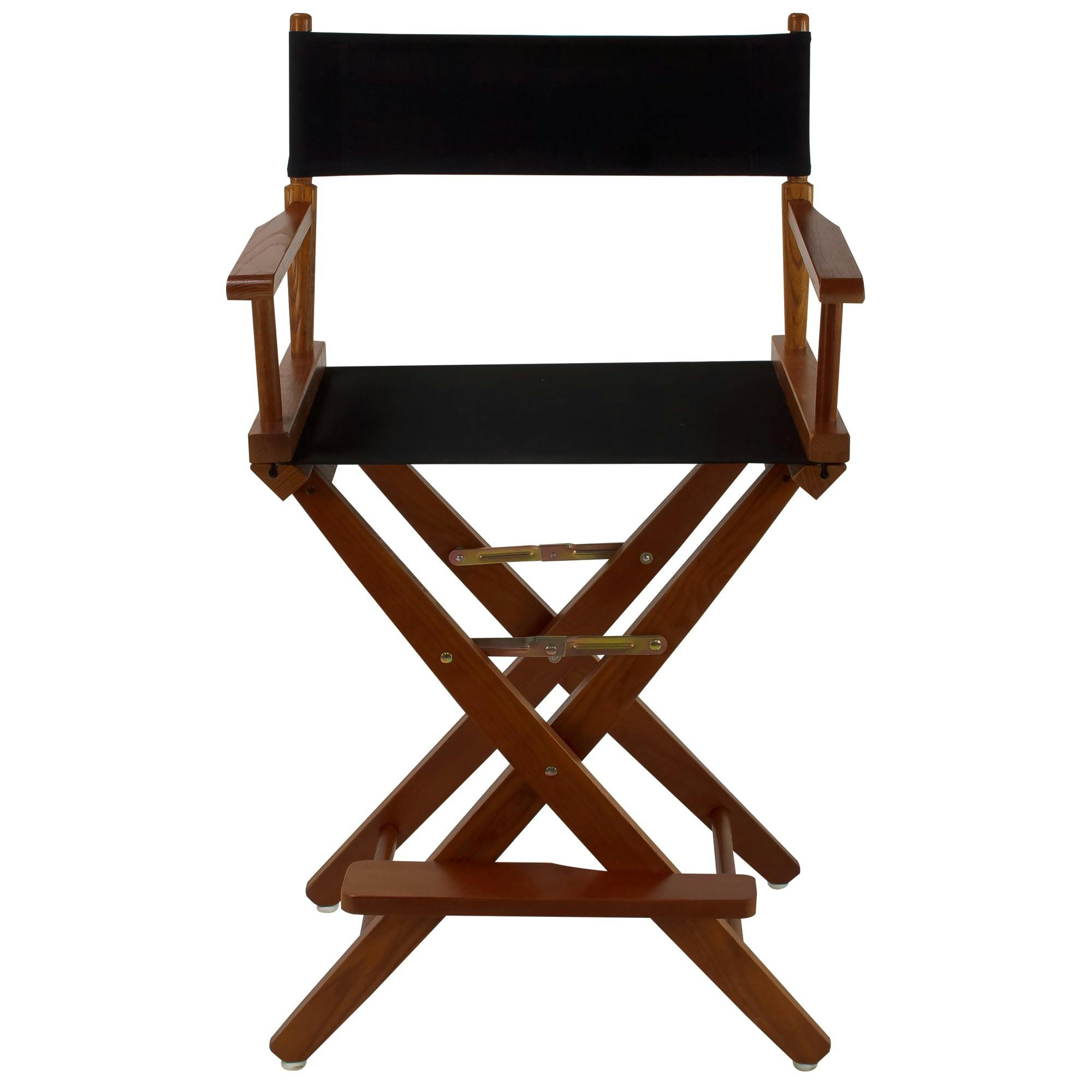Mission Oak Extra-Wide 24" Directors Chair with Black Canvas
