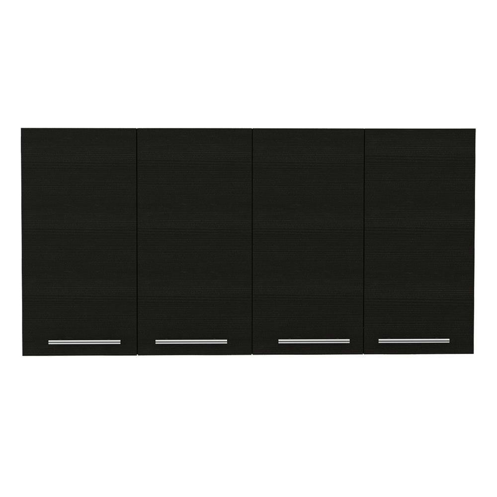 Sitka Modern Black Wengue Wall Cabinet with Metal Racks