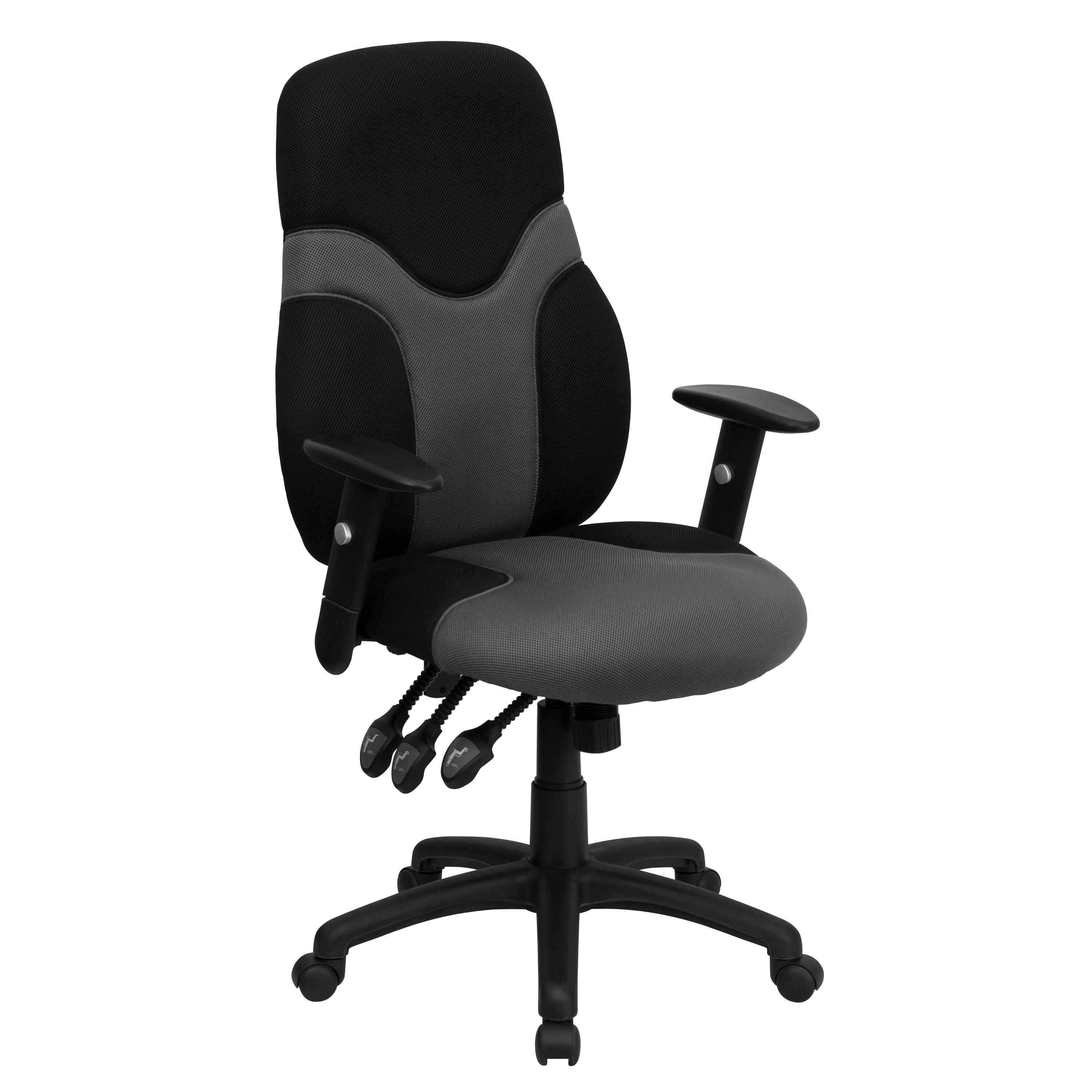 High-Back Ergonomic Black and Gray Mesh Swivel Task Chair with Adjustable Arms