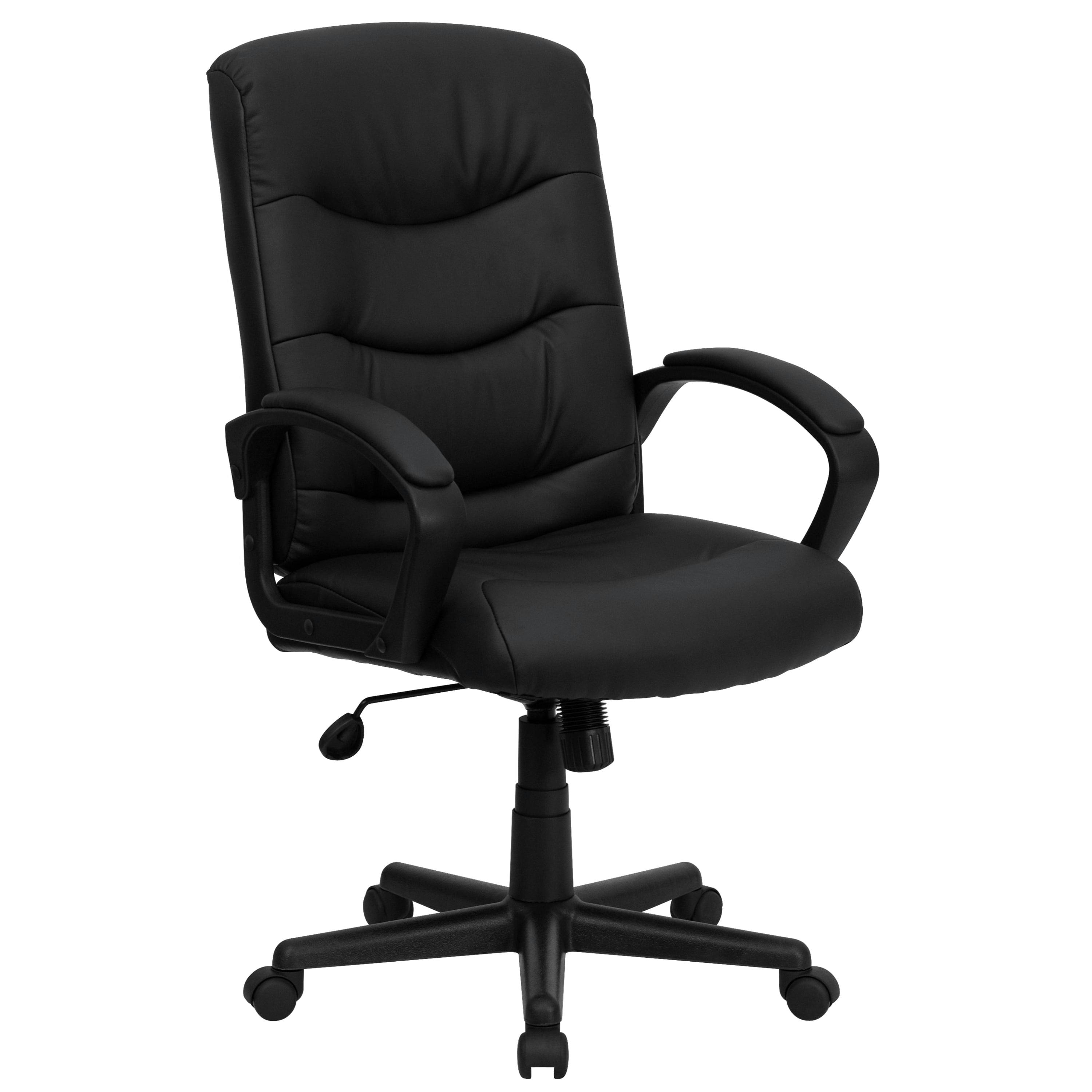 Ergonomic Black LeatherSoft Swivel Task Chair with Lumbar Support