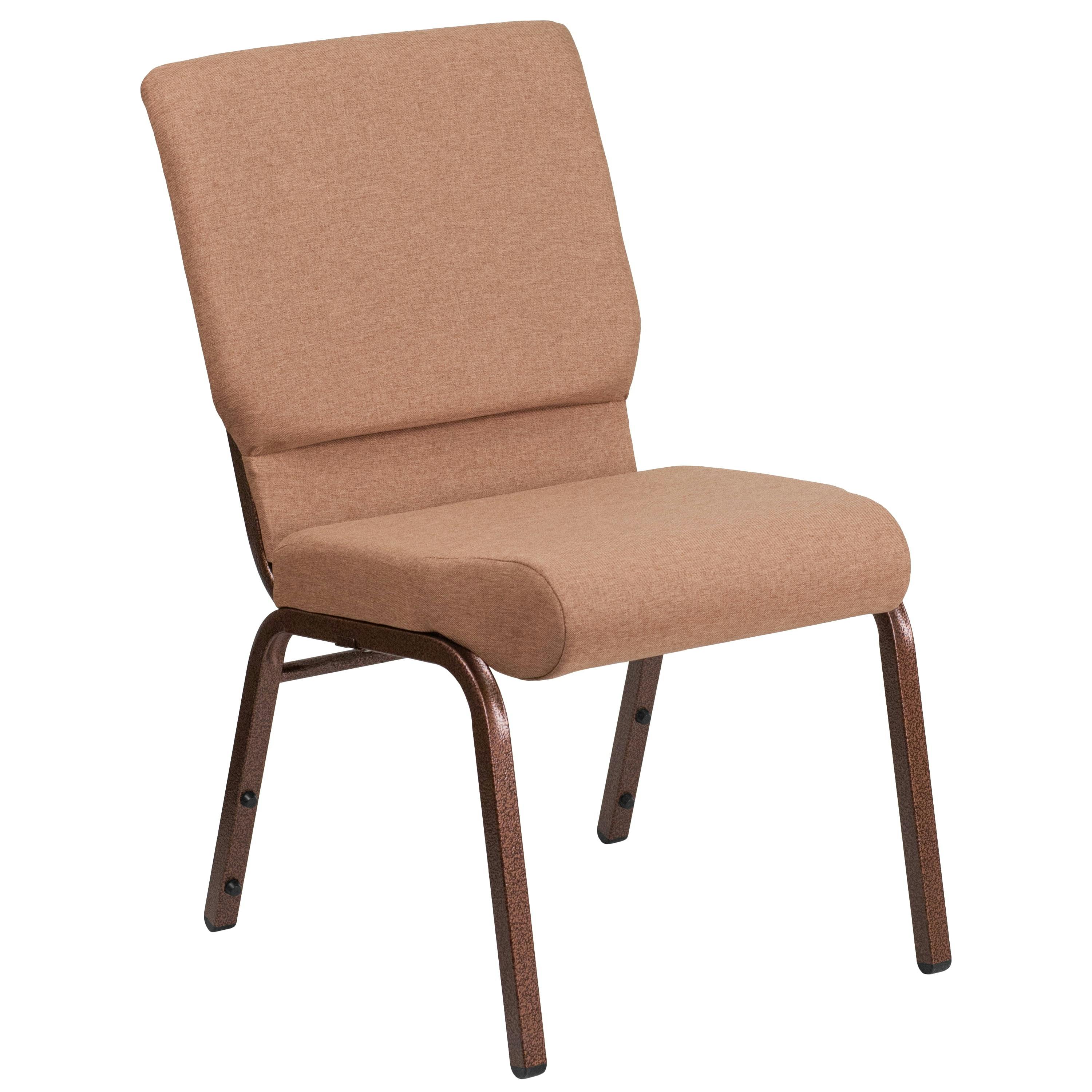 Caramel Fabric Stacking Chair with Copper Vein Metal Frame