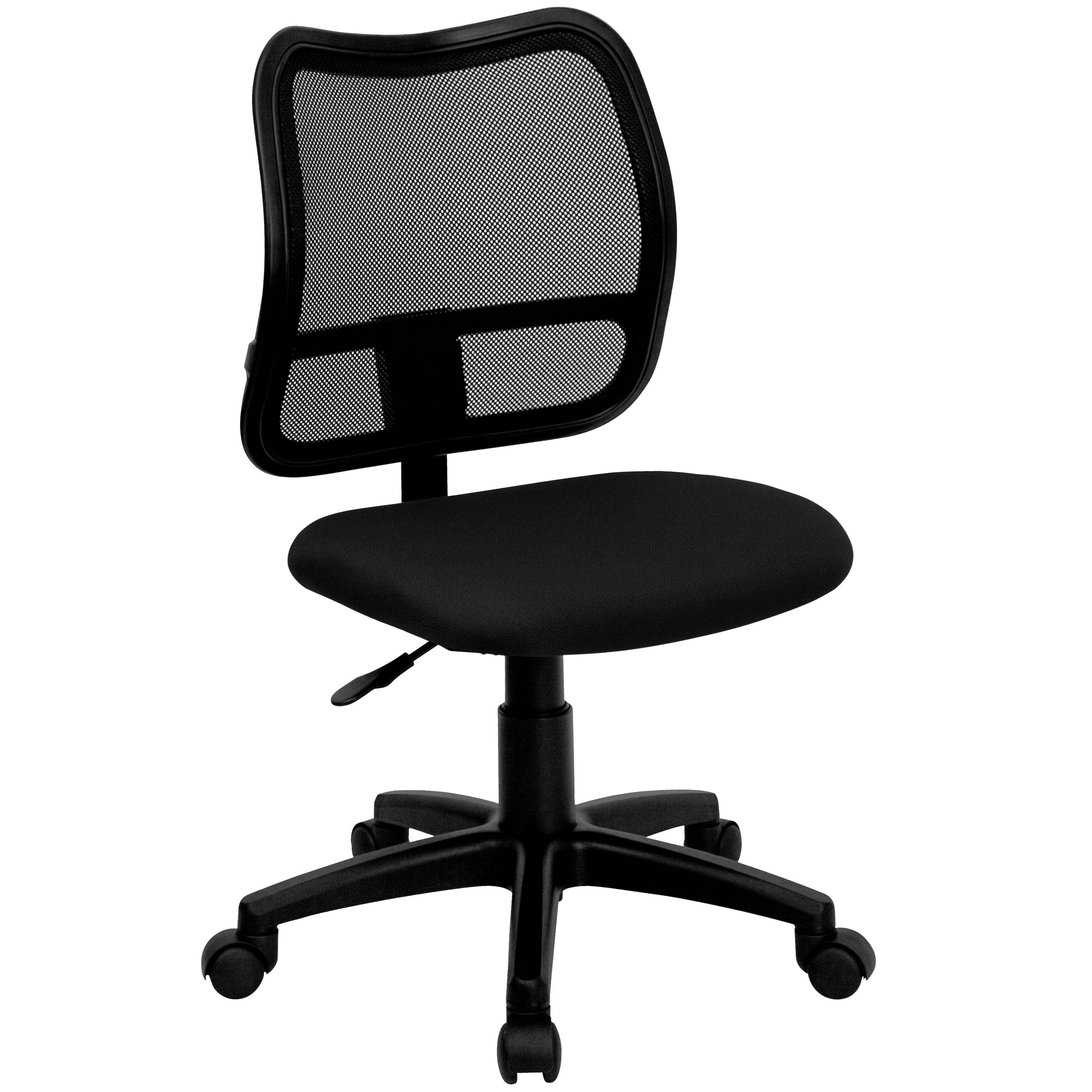 ErgoVenture Mid-Back Black Mesh Swivel Task Chair with Armless Design