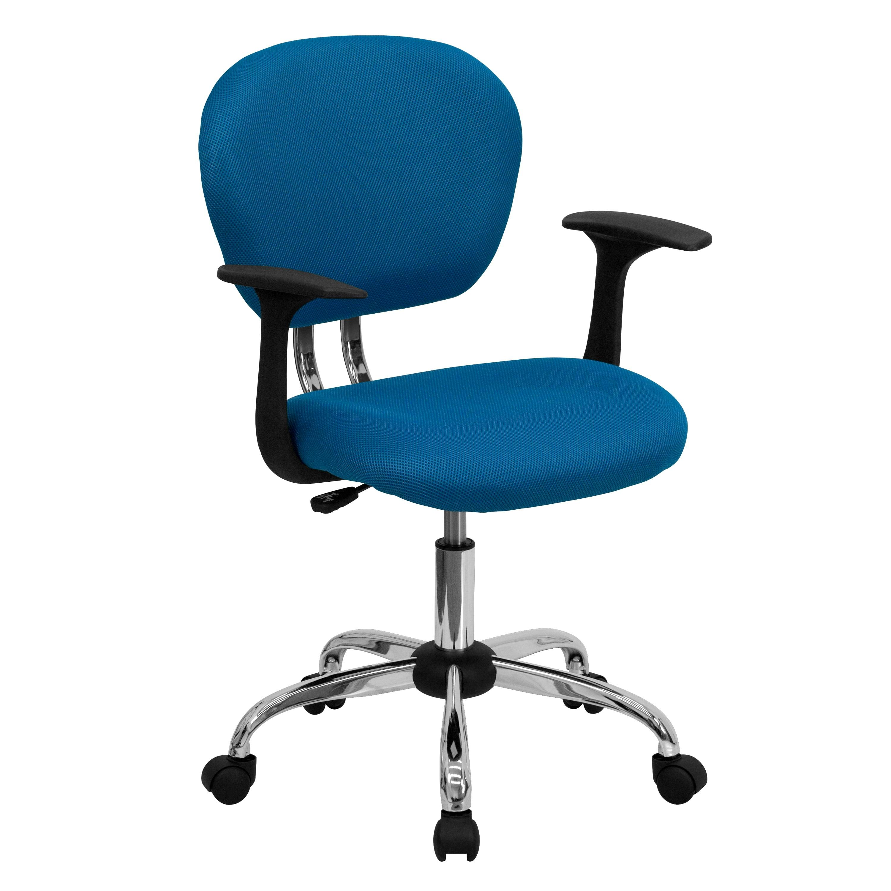 Turquoise Mid-Back Mesh Swivel Task Chair with Chrome Base