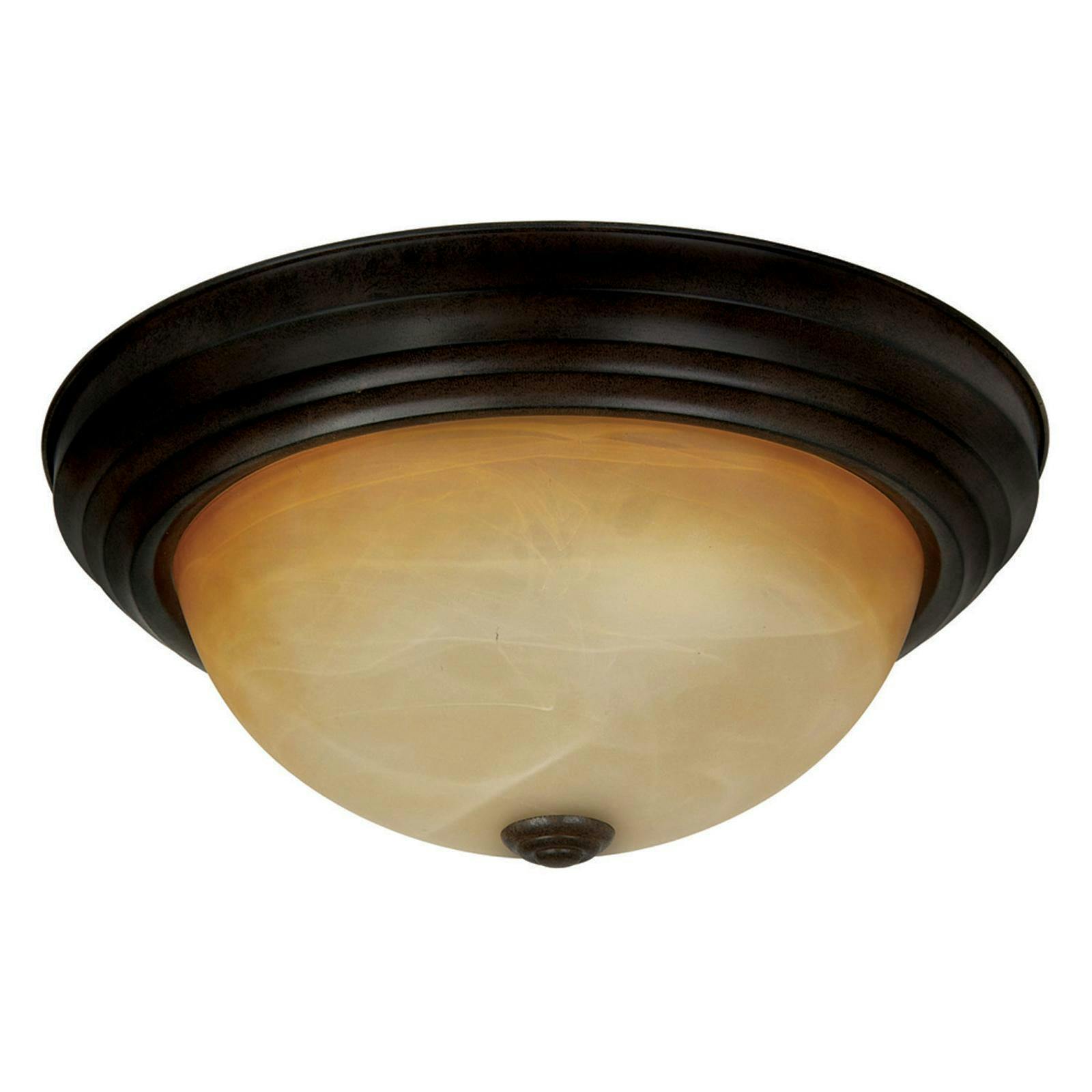 Venetian Bronze 12.75" Circle Flush Mount with Frosted Glass Shade