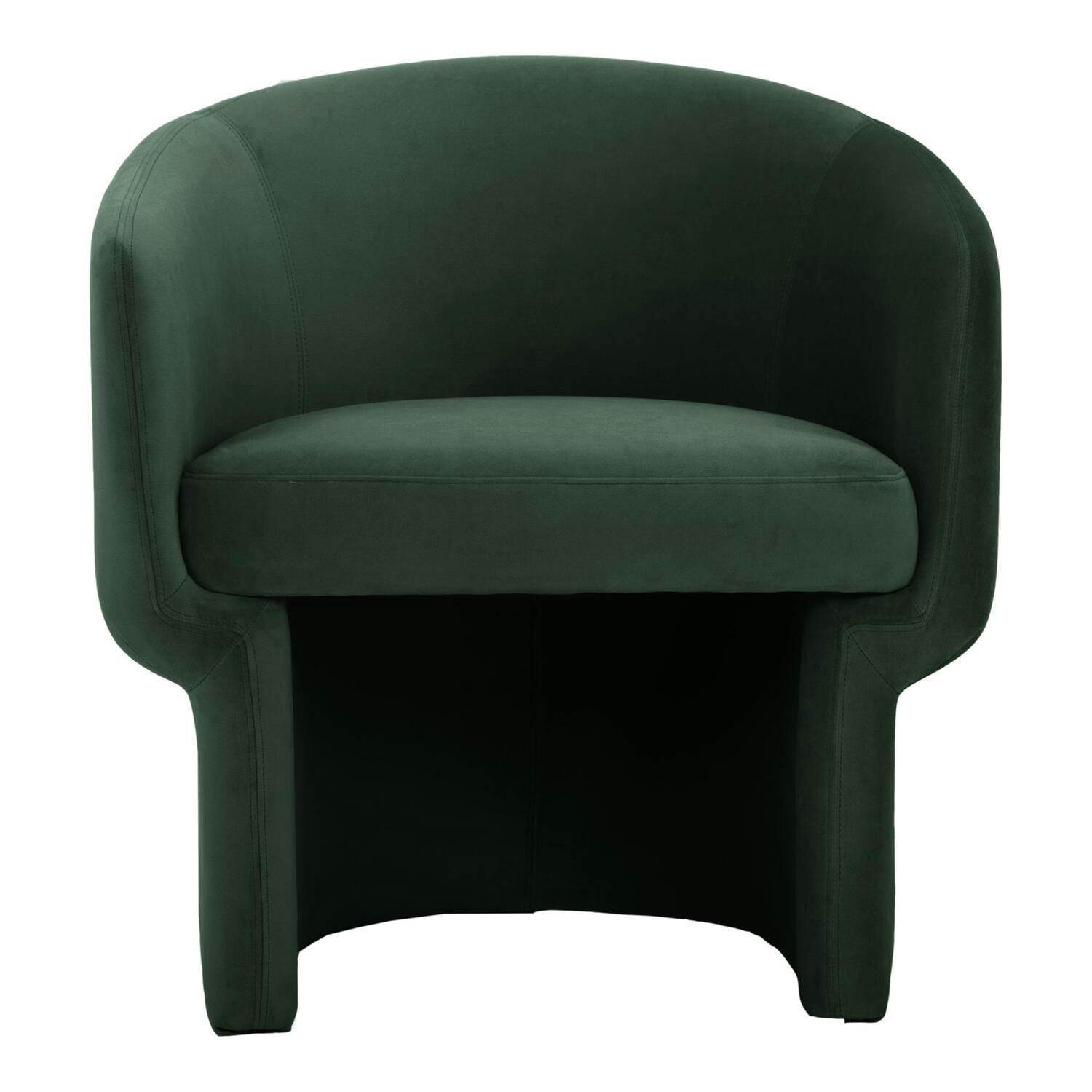 Sustainably Sourced Dark Green Velvet Barrel Chair
