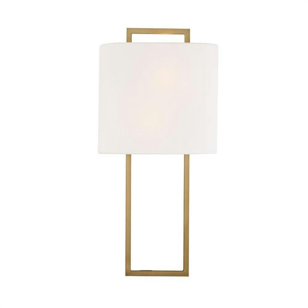 Elegant Vibrant Gold Dimmable Wall Sconce with White Silk Shade