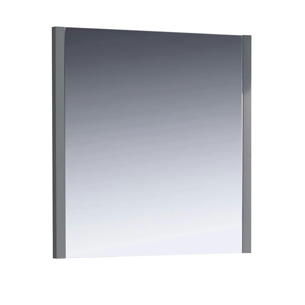 Sleek 32" Square Gray Wood Framed Bathroom Vanity Mirror