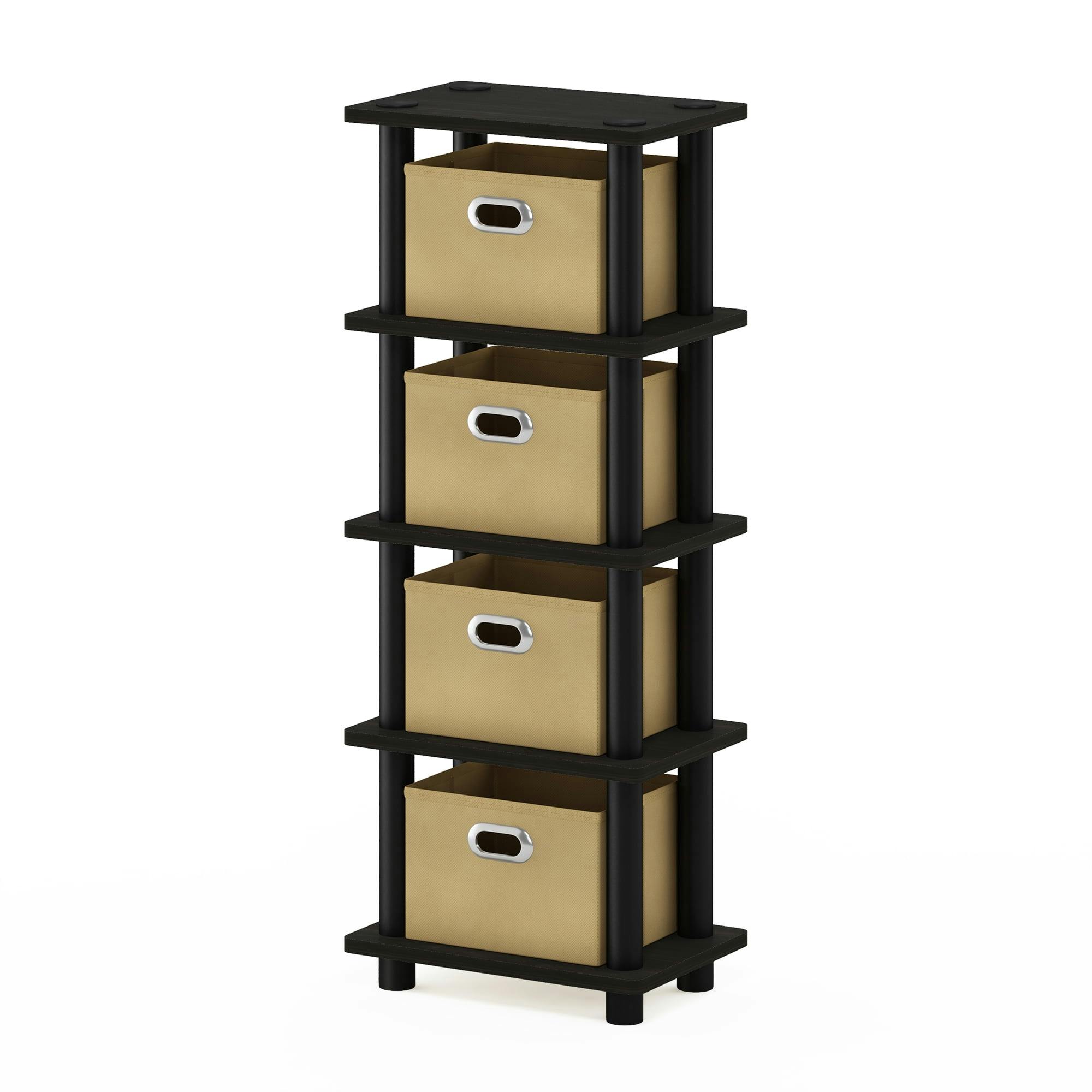 Espresso 4-Bin Wood Organizer Rack for Stylish Storage