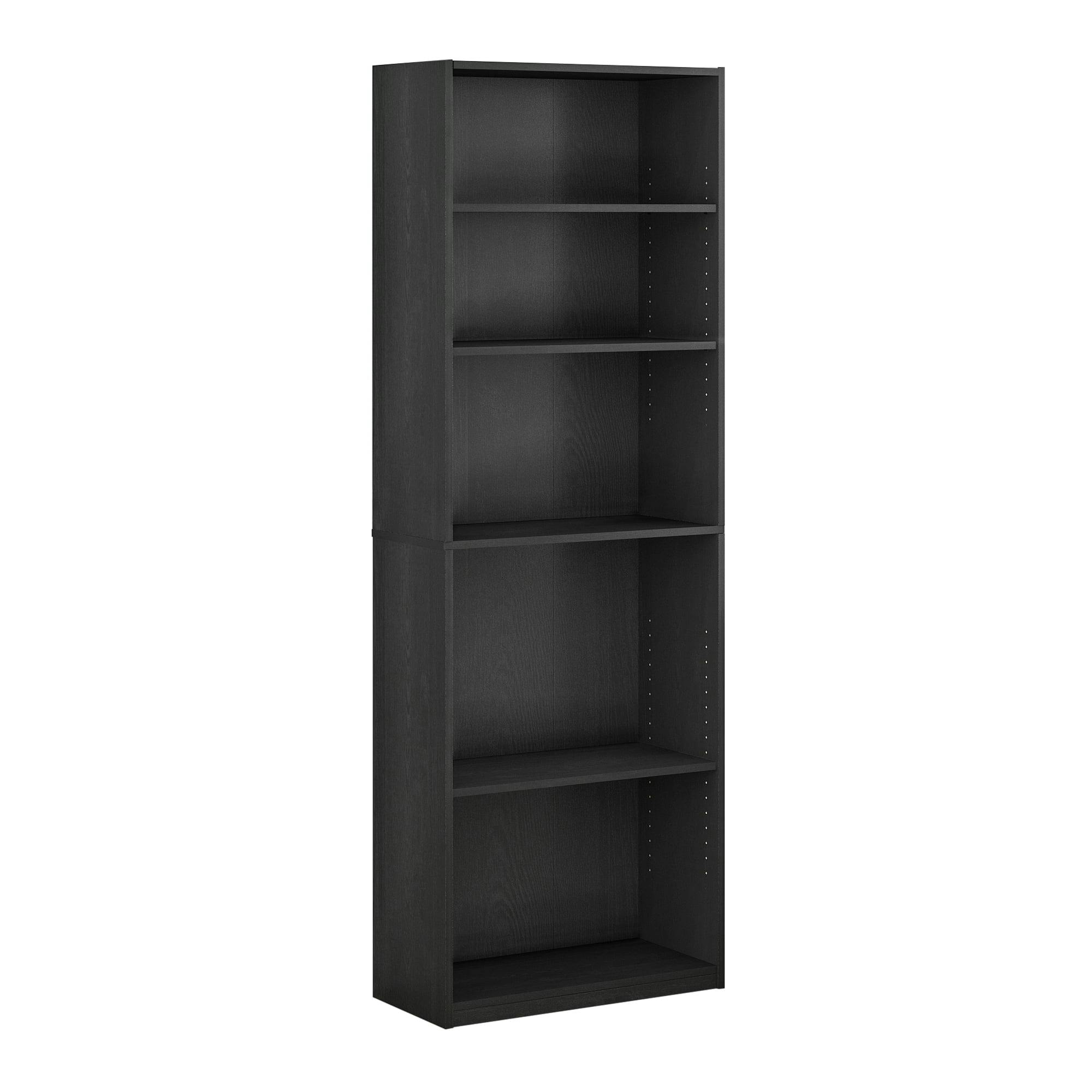 Contemporary Adjustable 5-Shelf Blackwood Bookcase