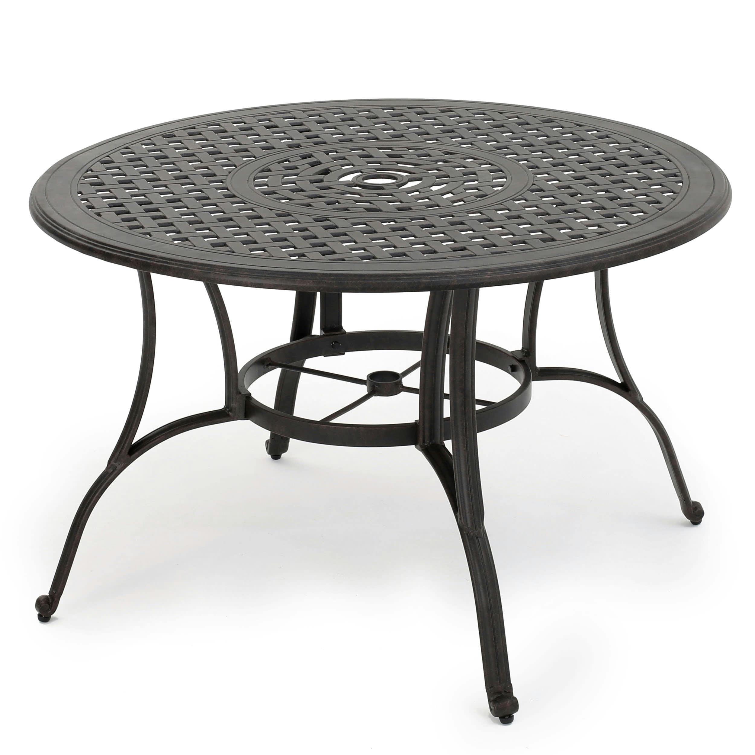 Elegant Bronze Cast Aluminum Circular Outdoor Dining Table