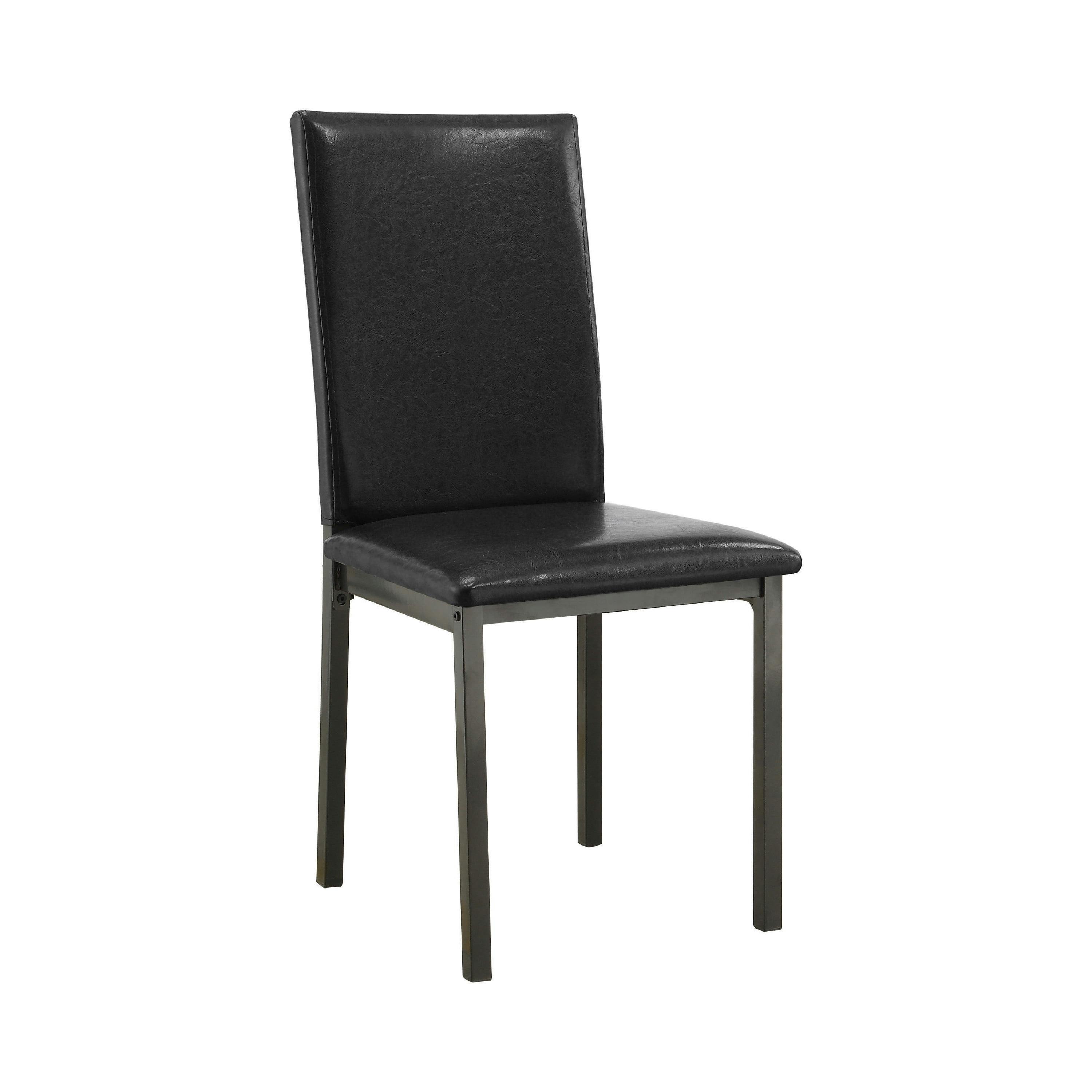 Transitional Black Faux Leather Upholstered Side Chair with Metal Accents