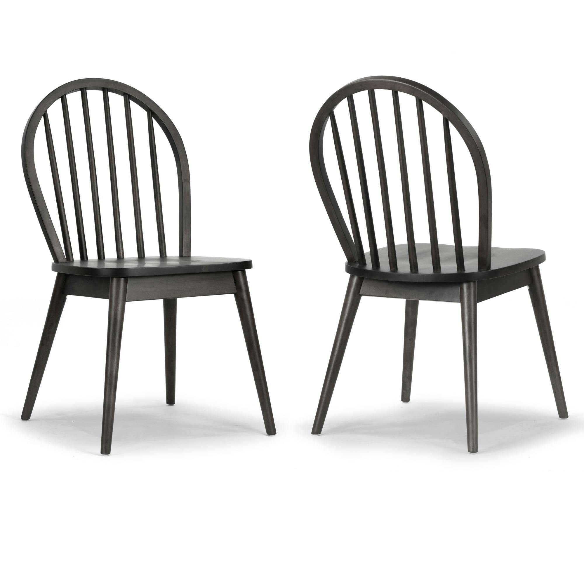 Classic Black Windsor Slat Side Chair in Solid Wood