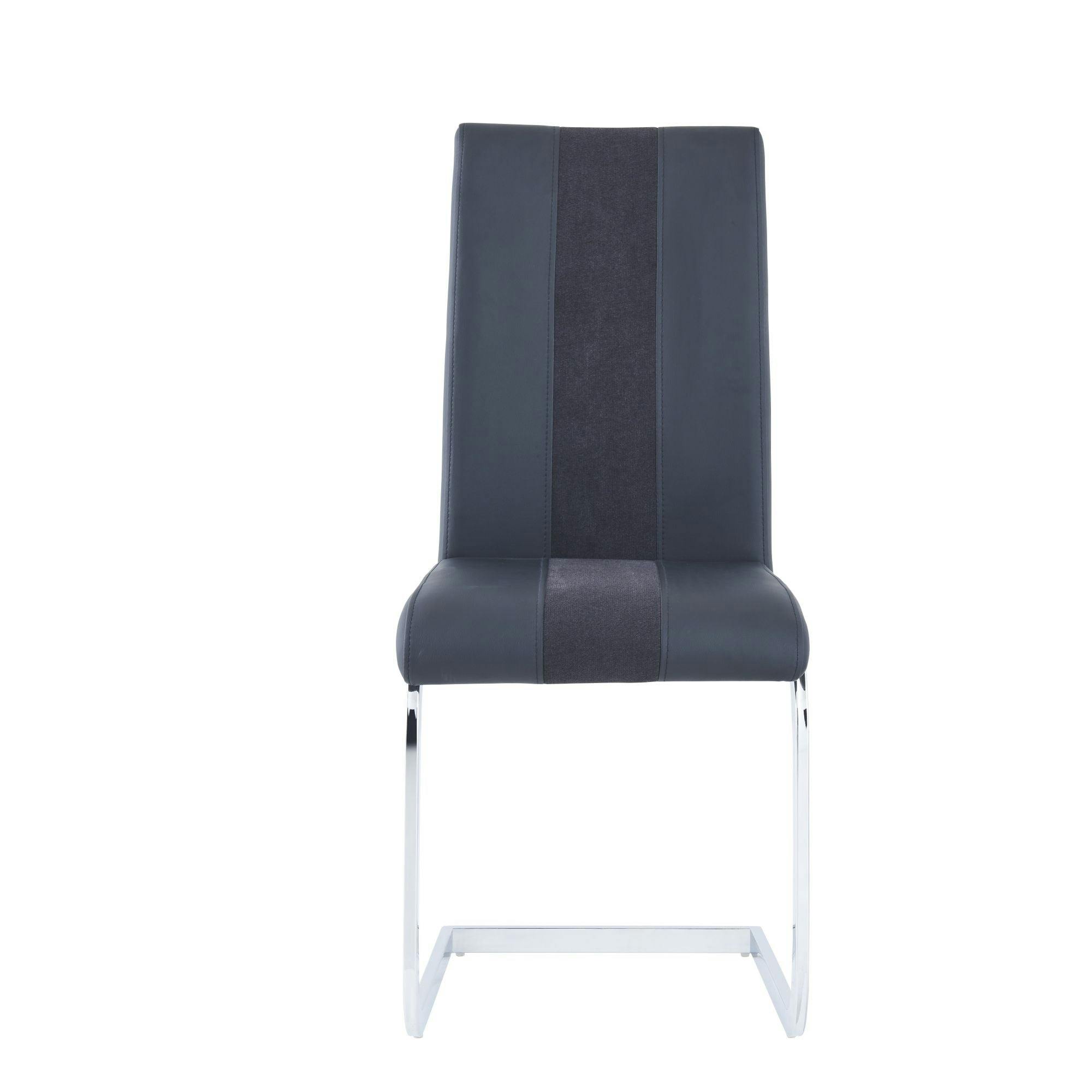 Sleek Black Faux Leather Upholstered Dining Chair with Metal Base