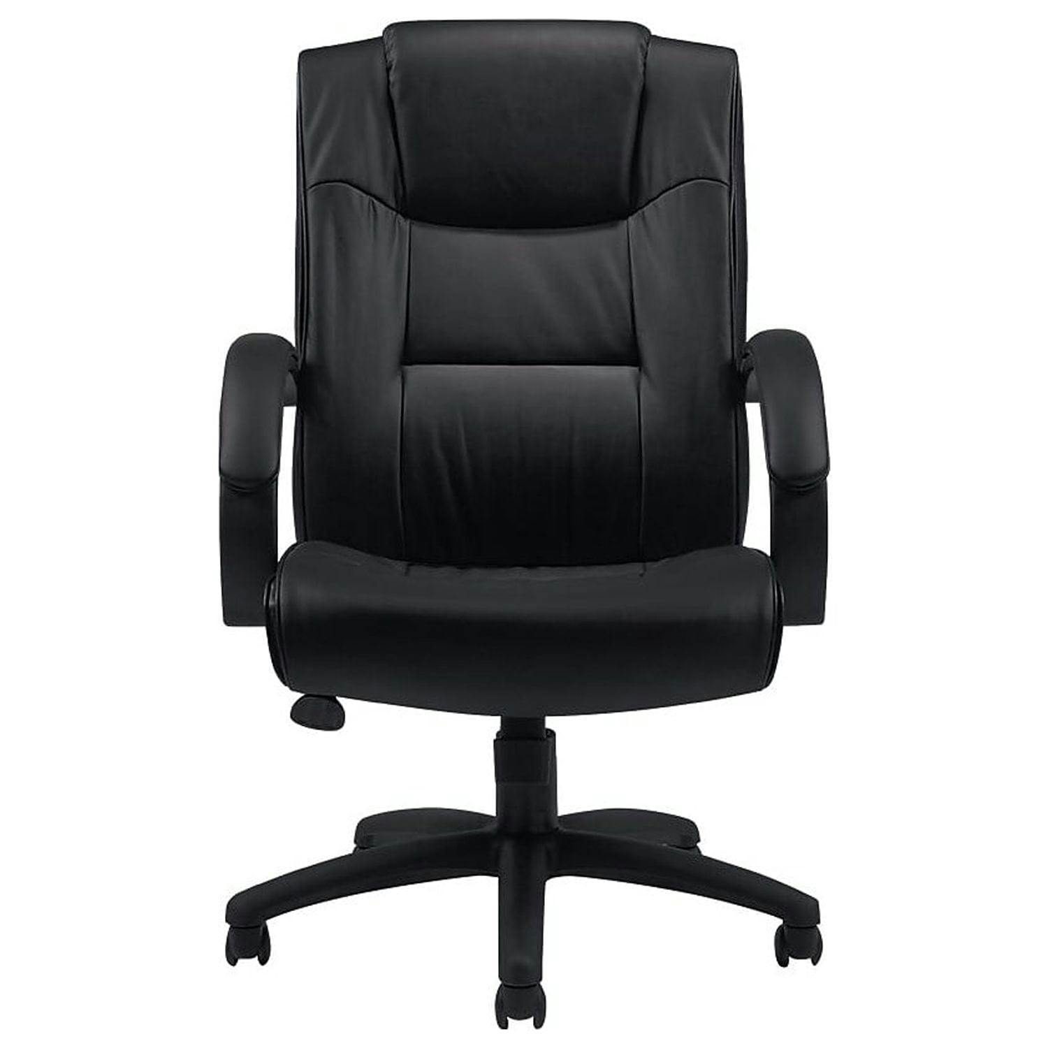 ErgoLux High-Back Black Faux Leather Executive Swivel Chair