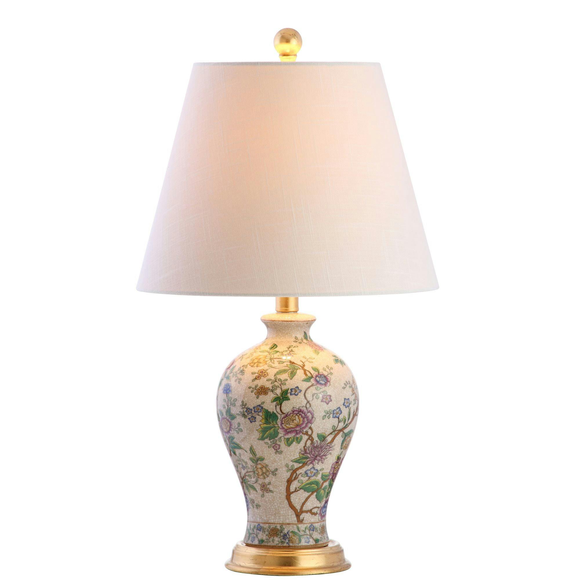 Grace Classic 24" White Linen Shade Table Lamp with Brass Accents