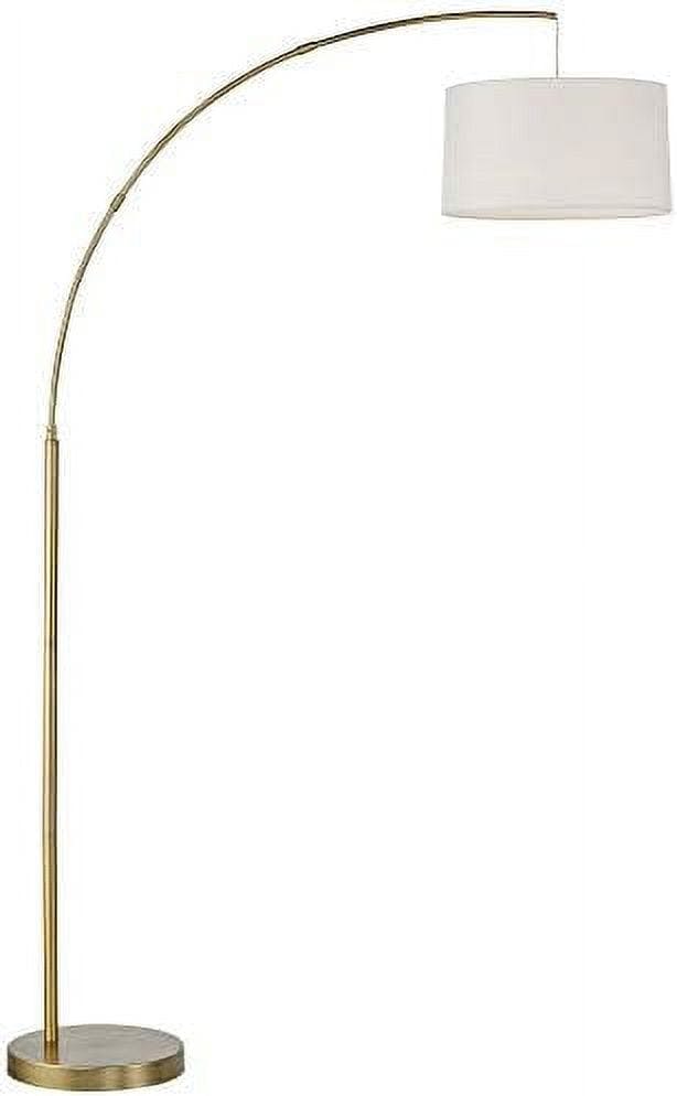 Elegant 72" Brass Arc Floor Lamp with White Linen Shade