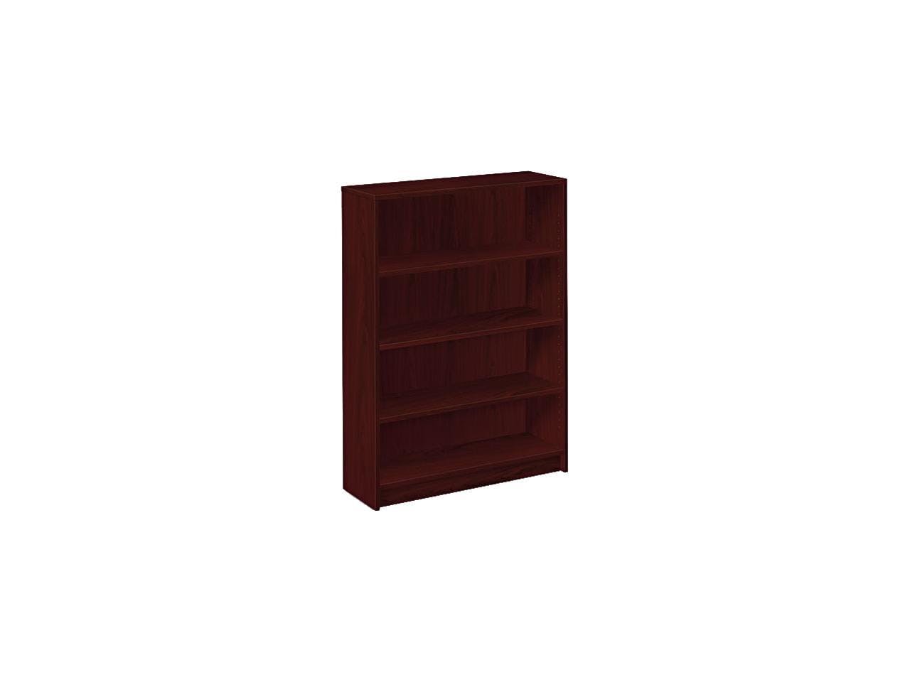 Adjustable Mahogany Laminate 4-Shelf Bookcase