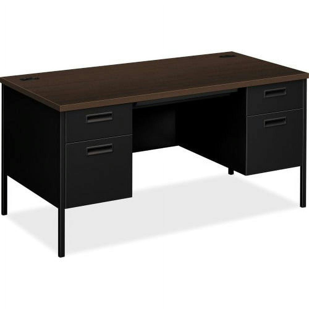 Classic Executive Black Wood Desk with Filing Drawer