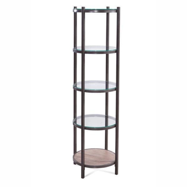 Mid-Century Modern Hannaford Etagere with Glass & Wood Shelves