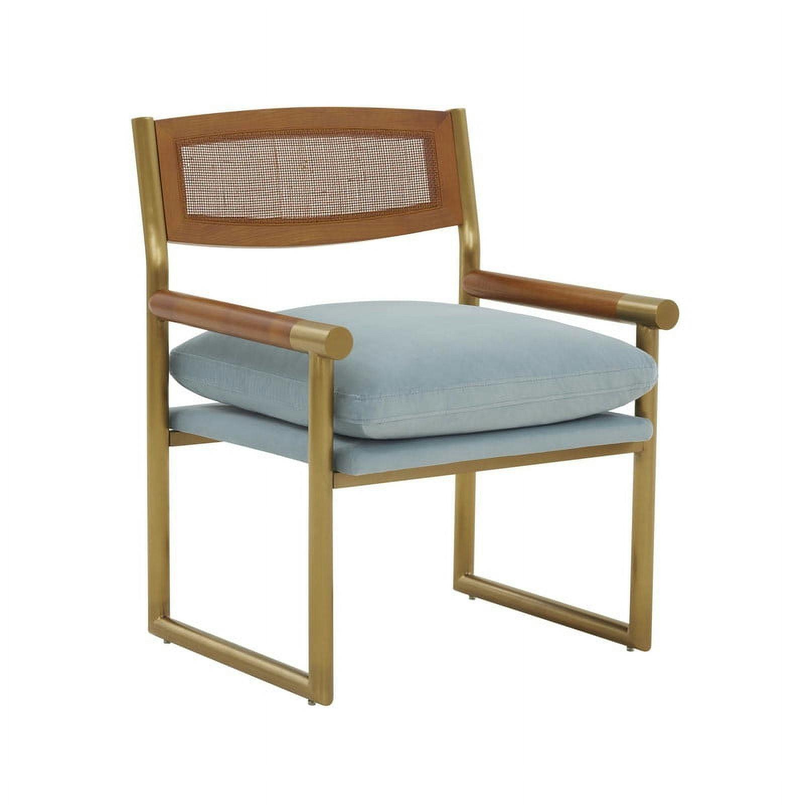 Harlow Dusty Blue Velvet & Gold Metal Contemporary Arm Chair