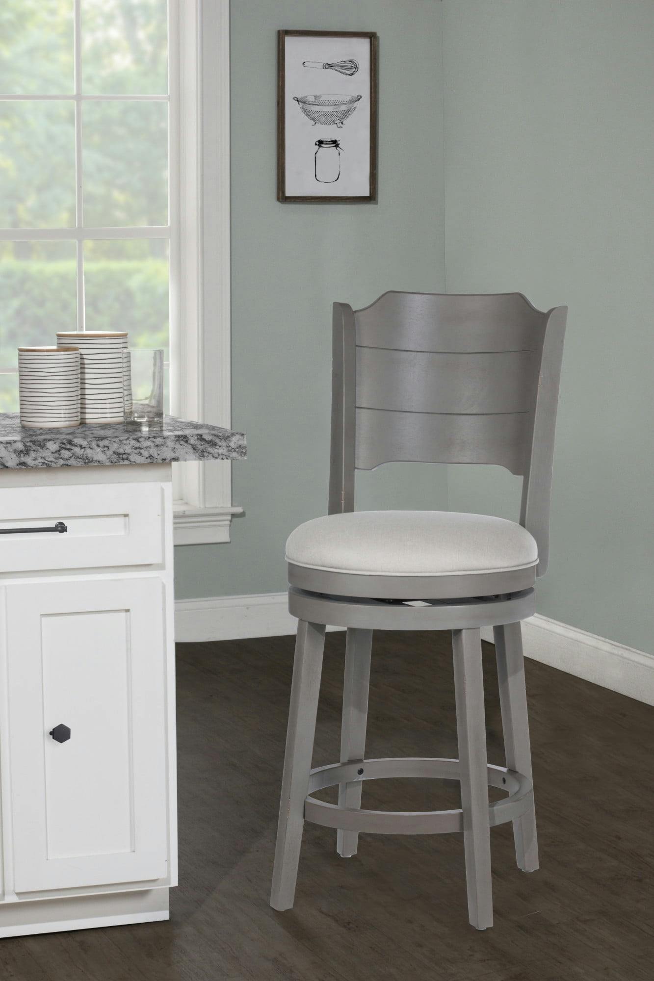 Clarion Distressed Gray Wood Swivel Counter Height Stool