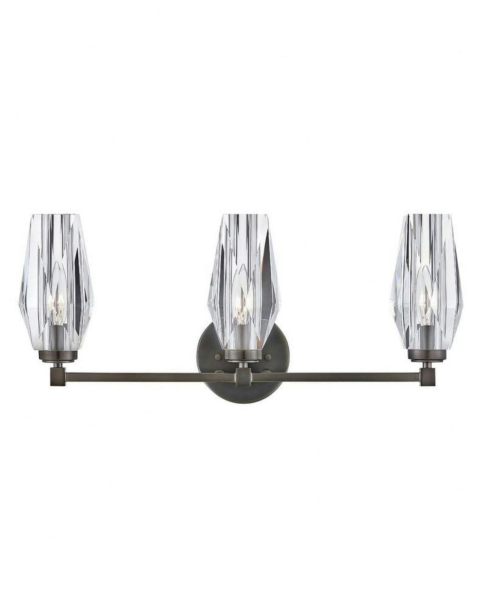 Ana Black Oxide 3-Light Vanity with Faceted Crystal Shades