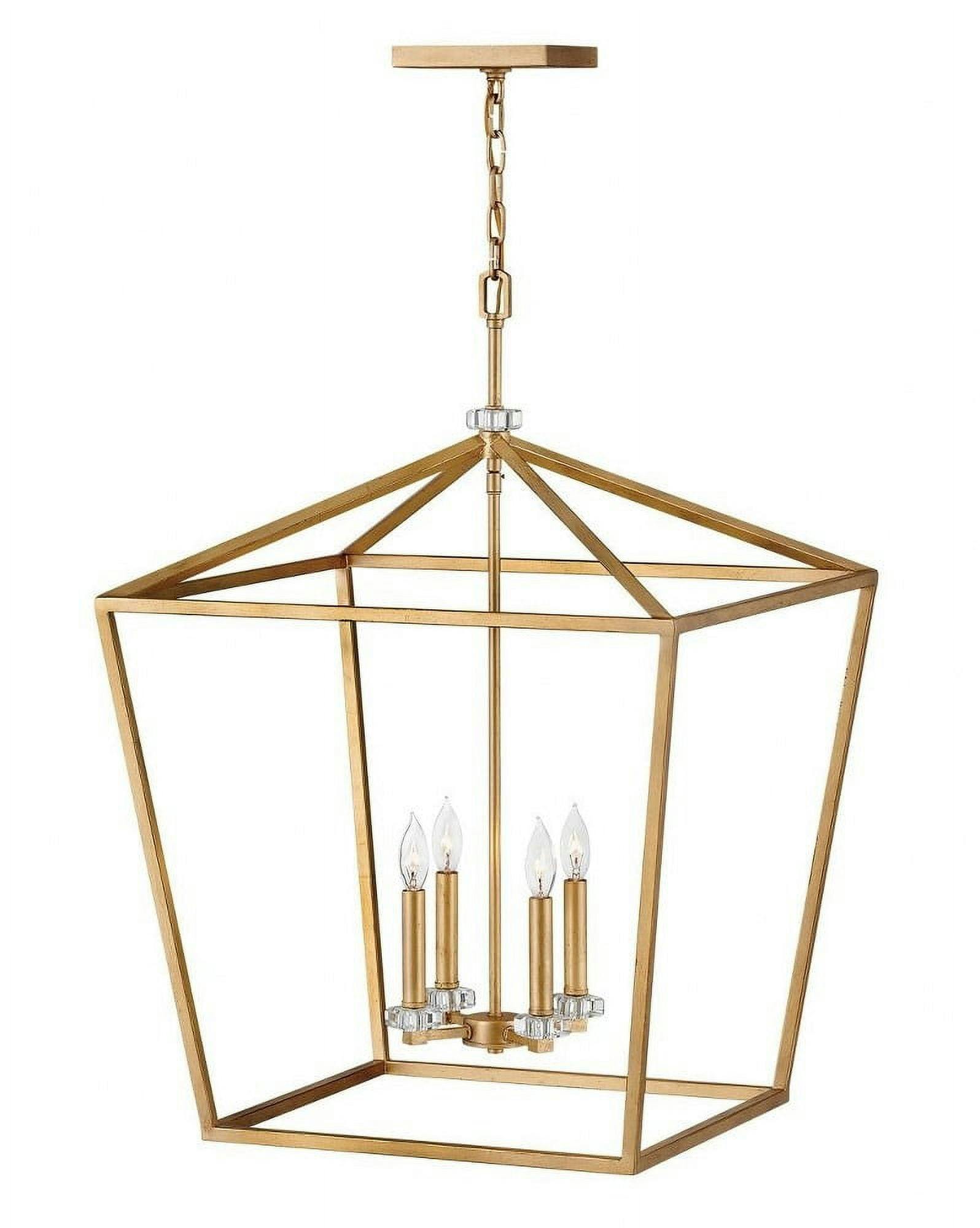 Mini Distressed Brass Cage Chandelier with Crystal Accents