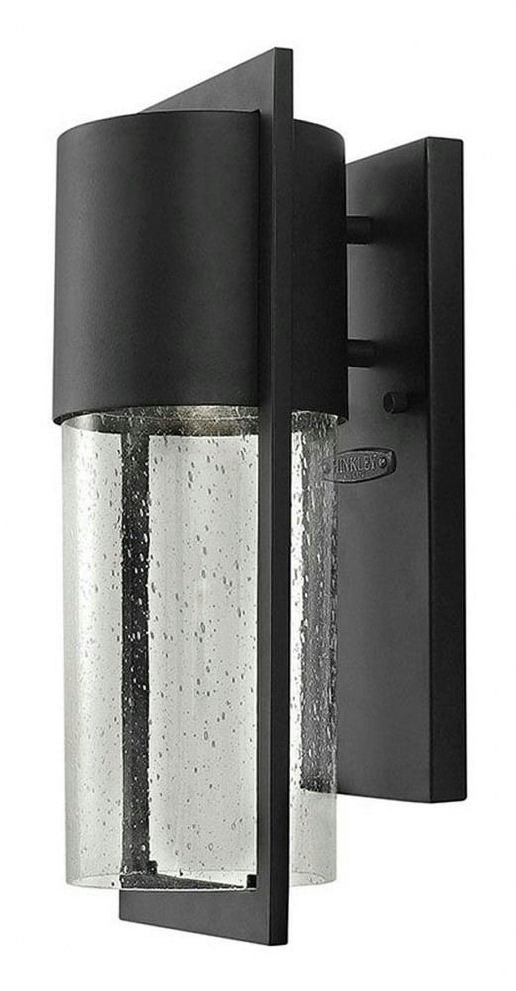 Shelter 15.5" High Black Outdoor Wall Light with Clear Seedy Glass