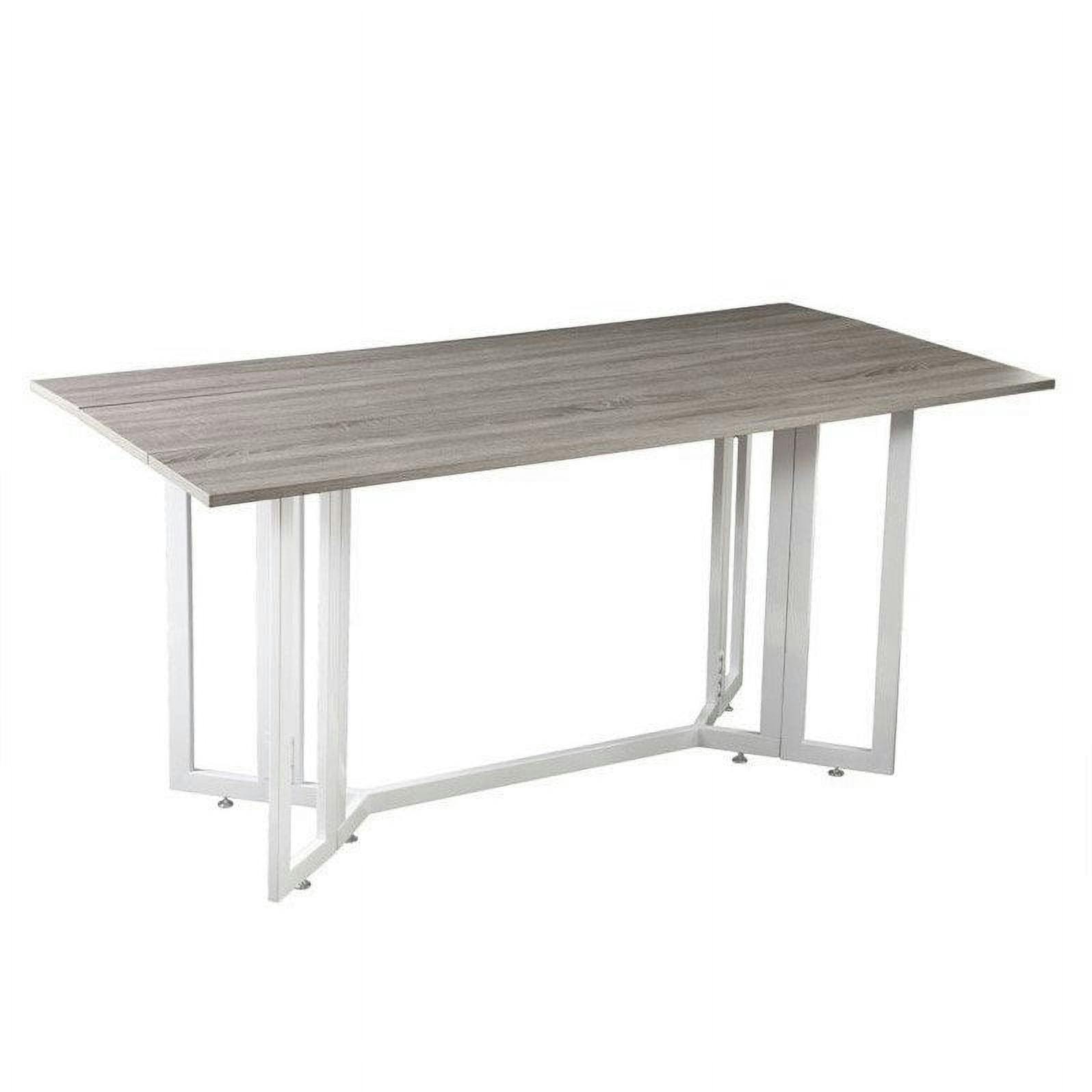 Driness 63'' Weathered Gray and White Modern Drop-Leaf Dining Table