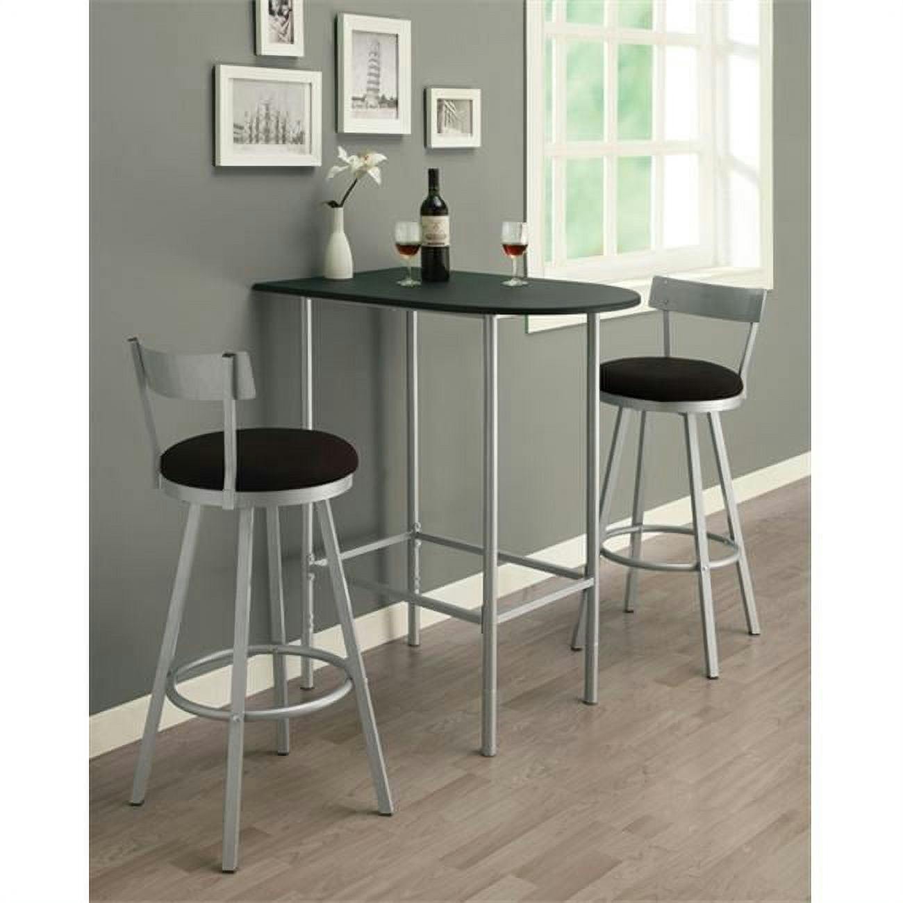 Sleek Contemporary Black and Silver Rectangular Bar Table