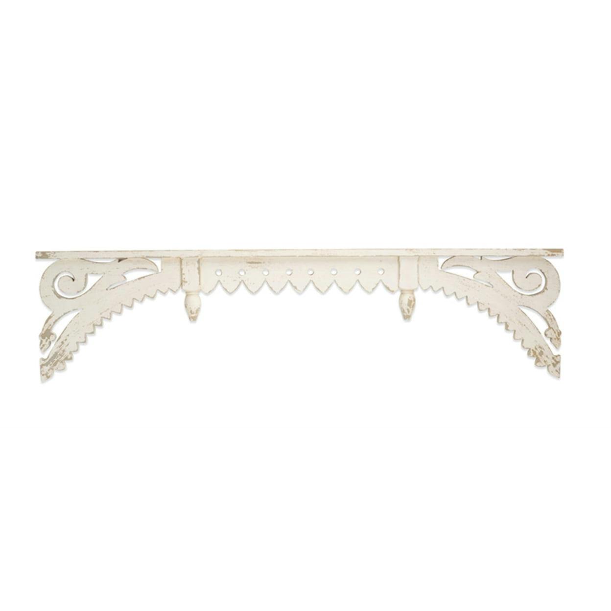 Antique White Distressed Wood 49" Floating Wall Shelf