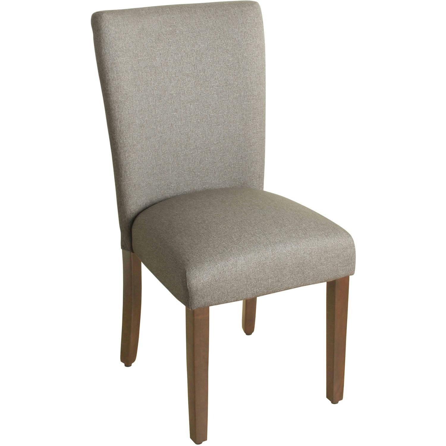 Classic Gray Parsons Upholstered Side Chair with Wood Legs