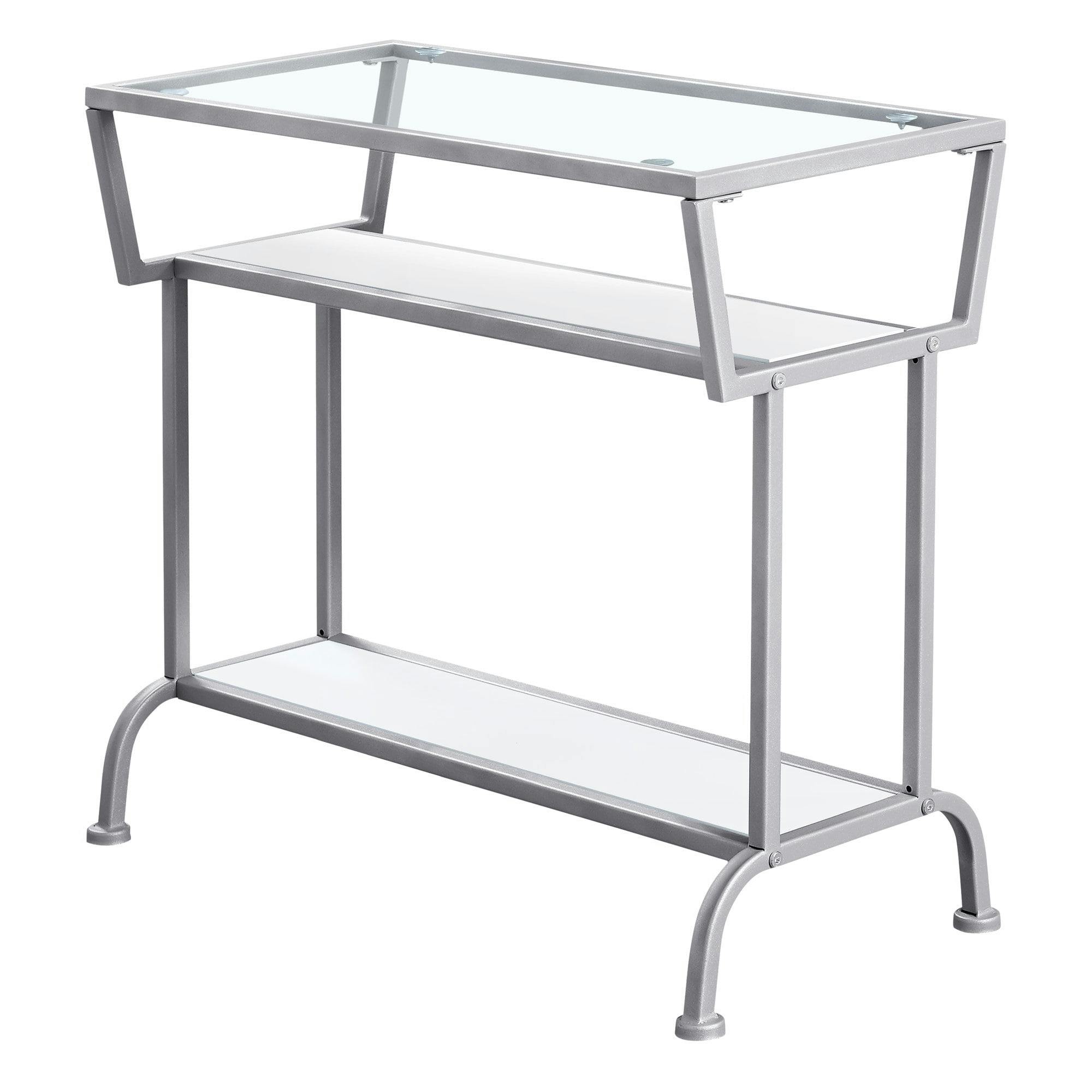 Elegant Silver Metal & Clear Glass Console Table - 24" x 22"
