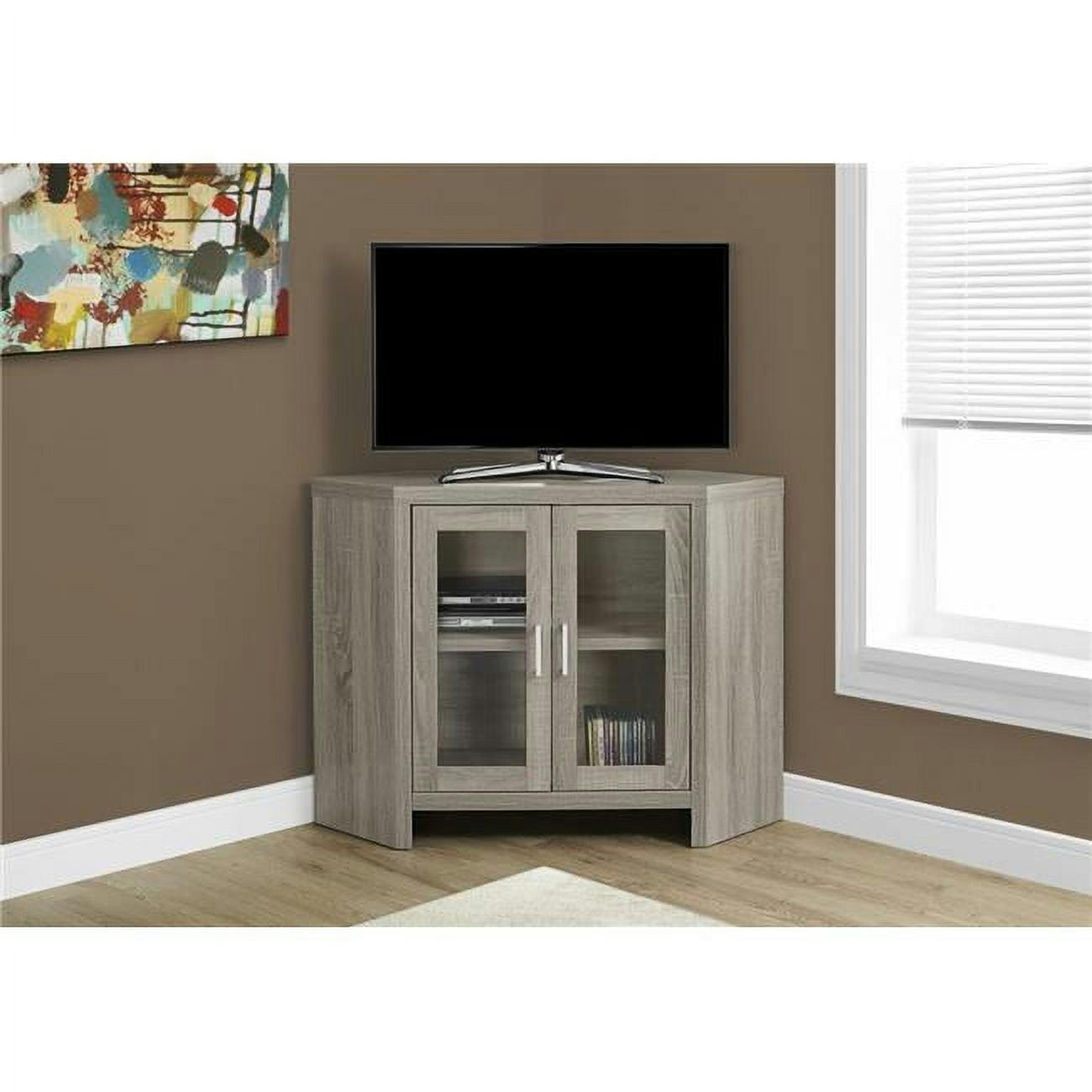 Contemporary 42" Gray Particle Board & Glass TV Stand with Cabinet