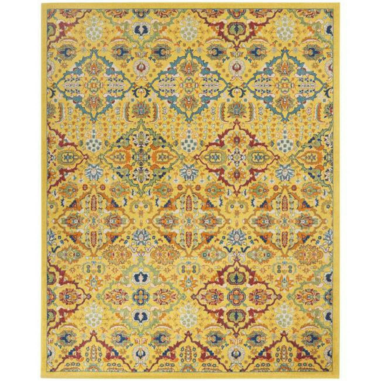 Bohemian Bliss Yellow Floral 9' x 12' Low-Pile Area Rug