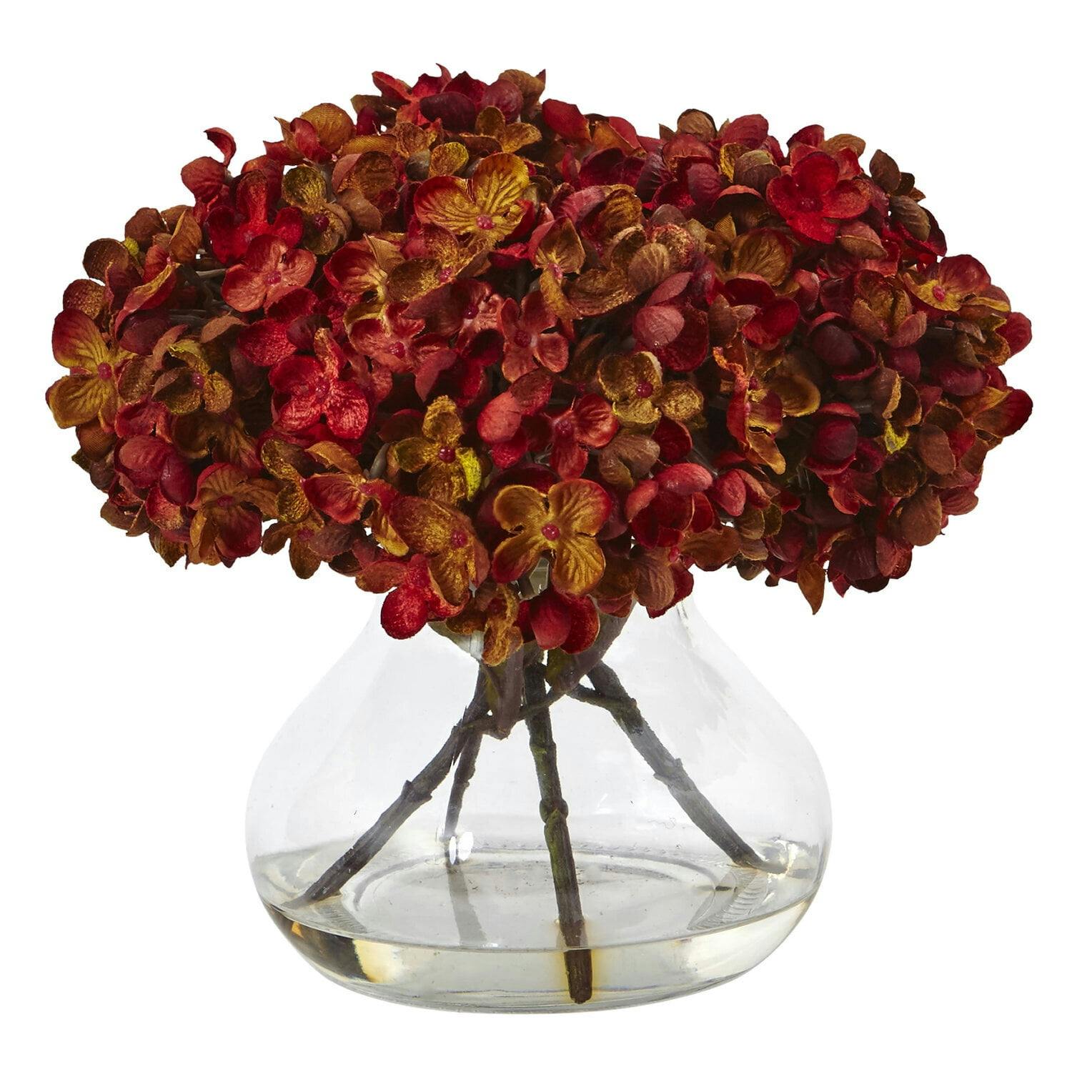 Autumnal Hydrangea 18" Tabletop Centerpiece in Faux Water Vase